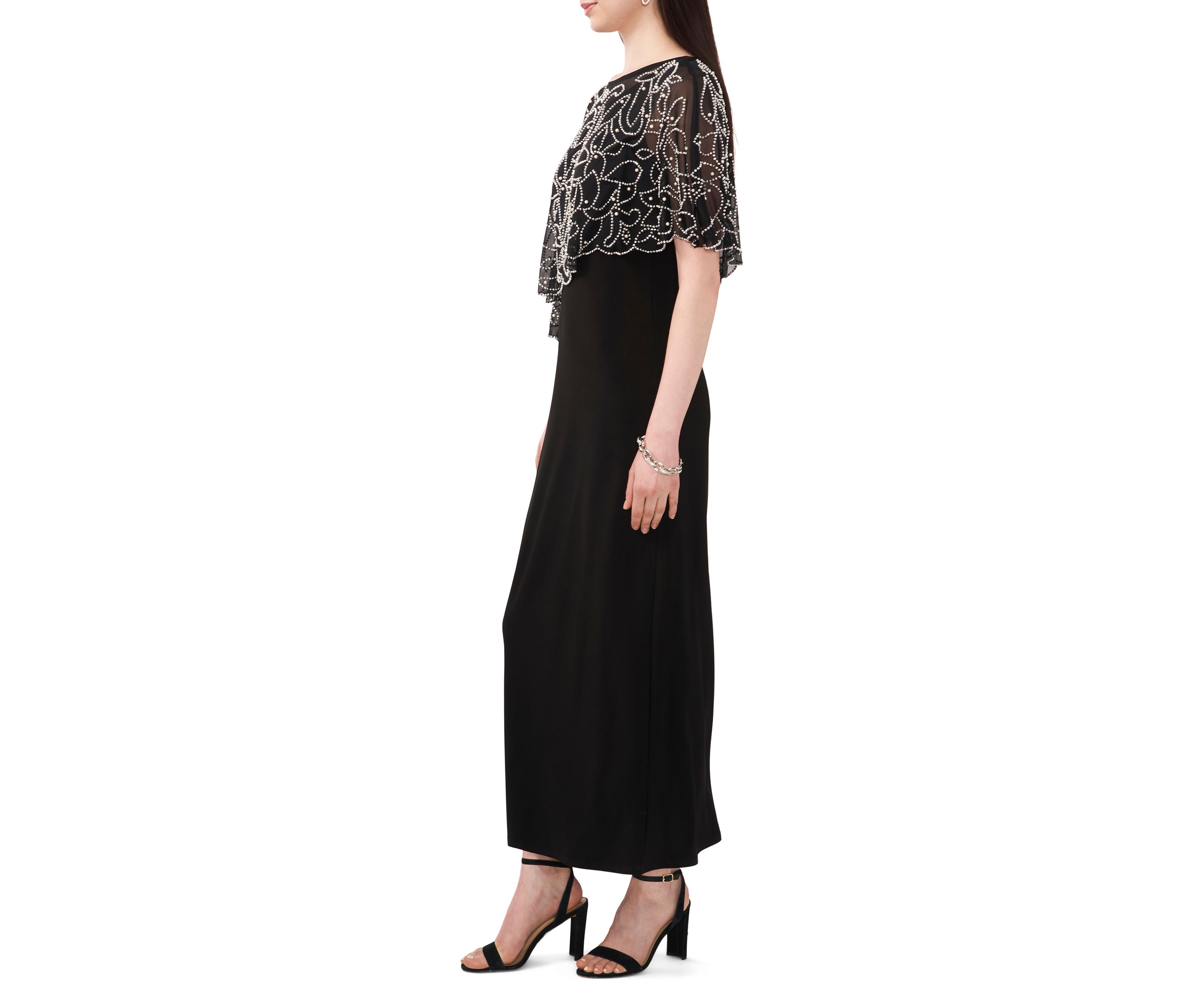 Womens Long Capelet Gown