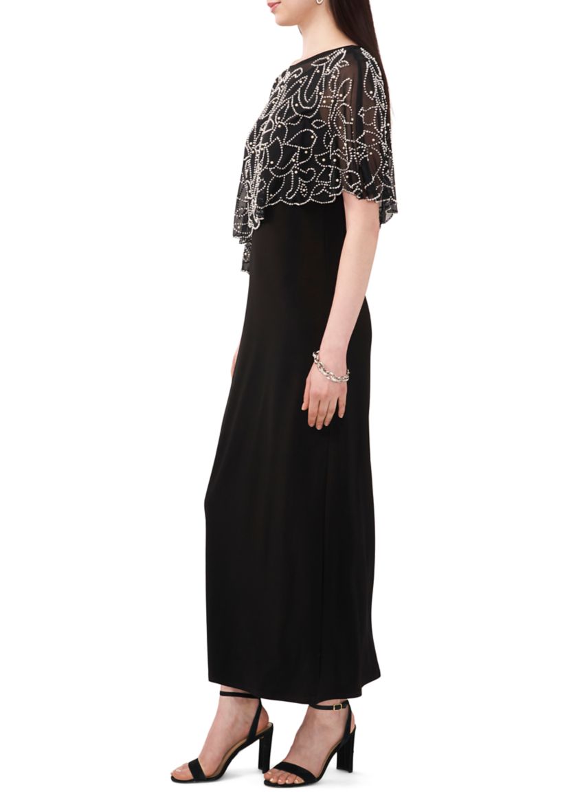Womens Long Capelet Gown