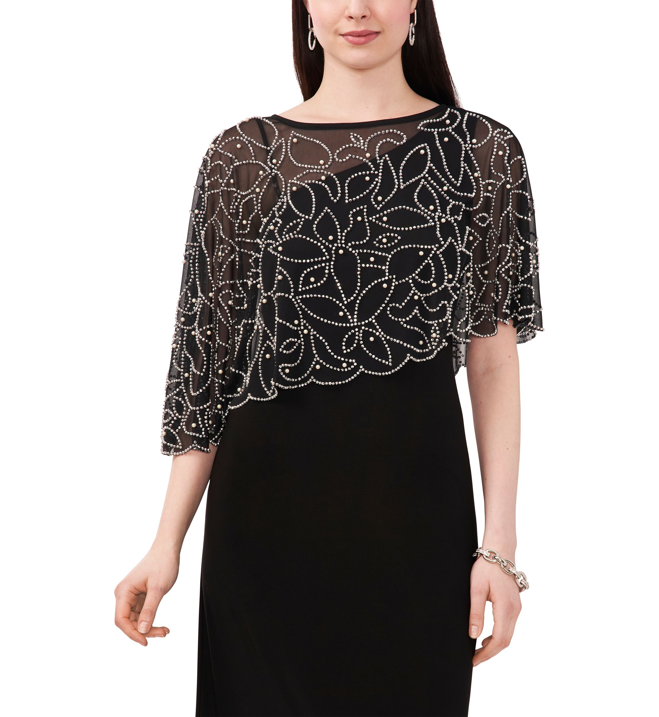 Womens Long Capelet Gown