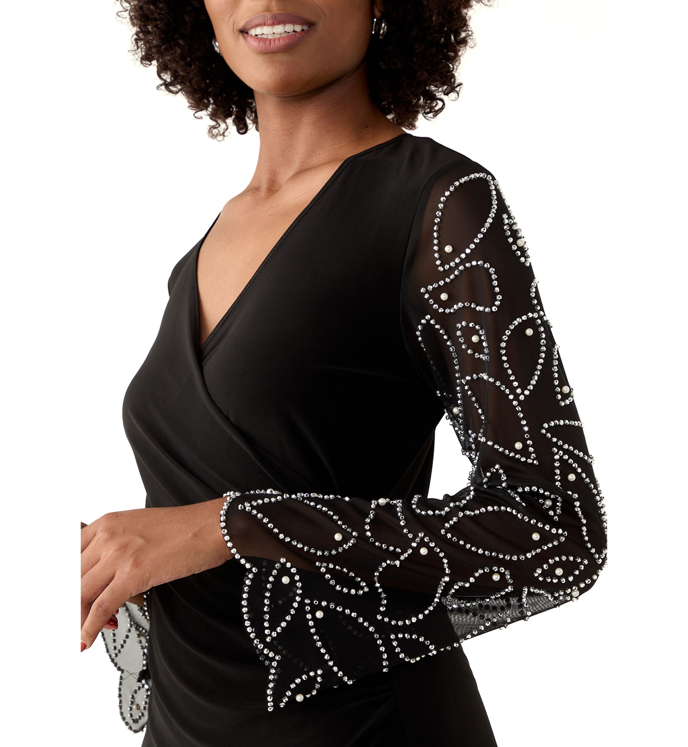Womens Long Sleeve Detail Sheath Dress