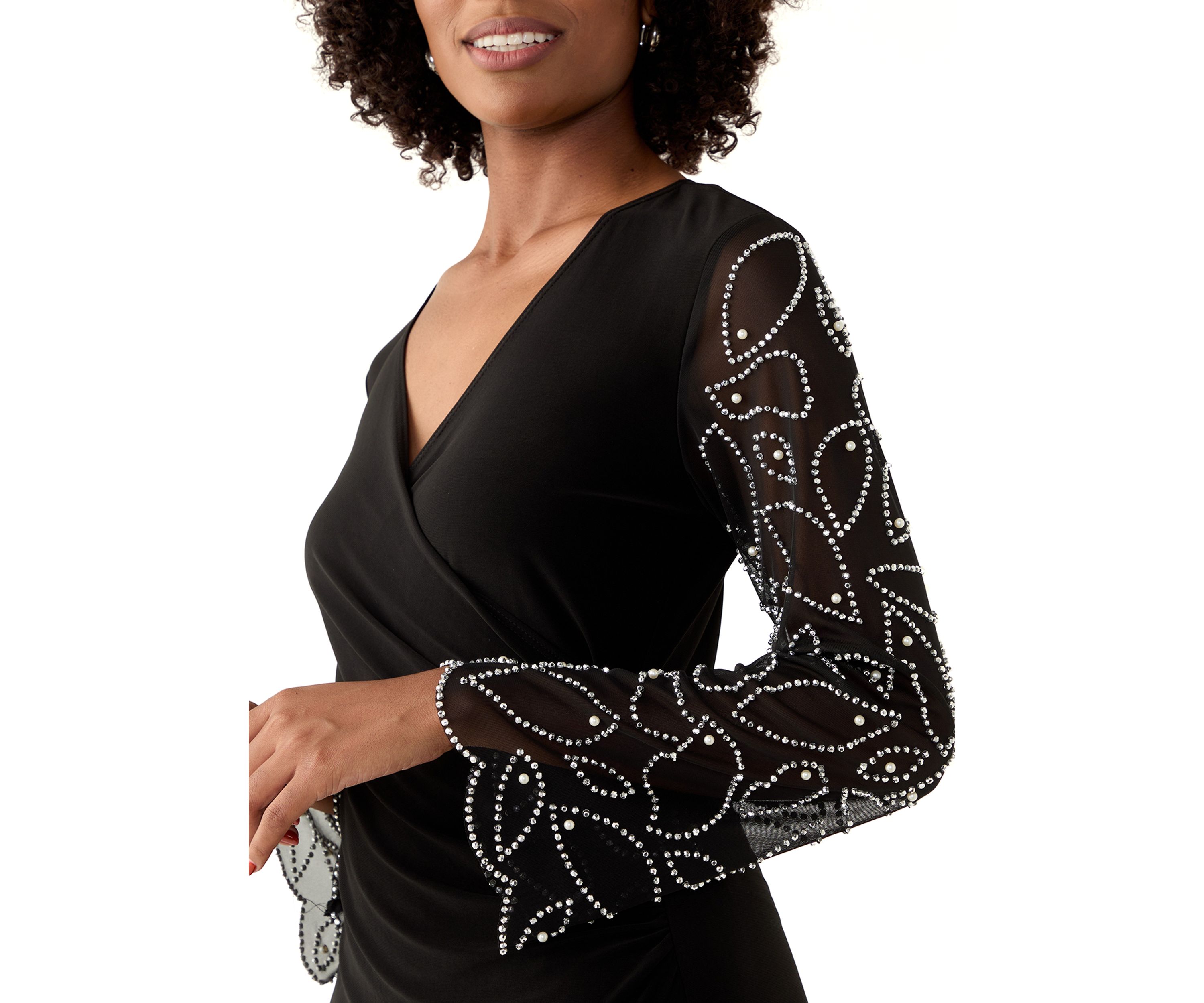 Womens Long Sleeve Detail Sheath Dress