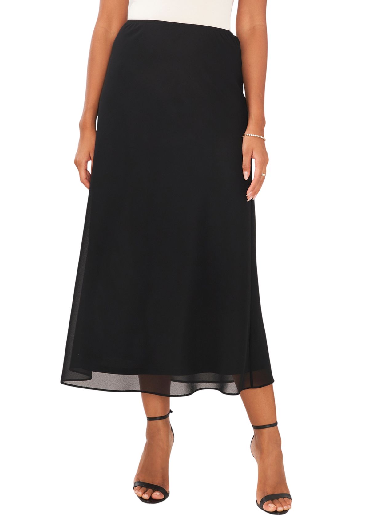 Womens A-Line Midi Chiffon Skirt 