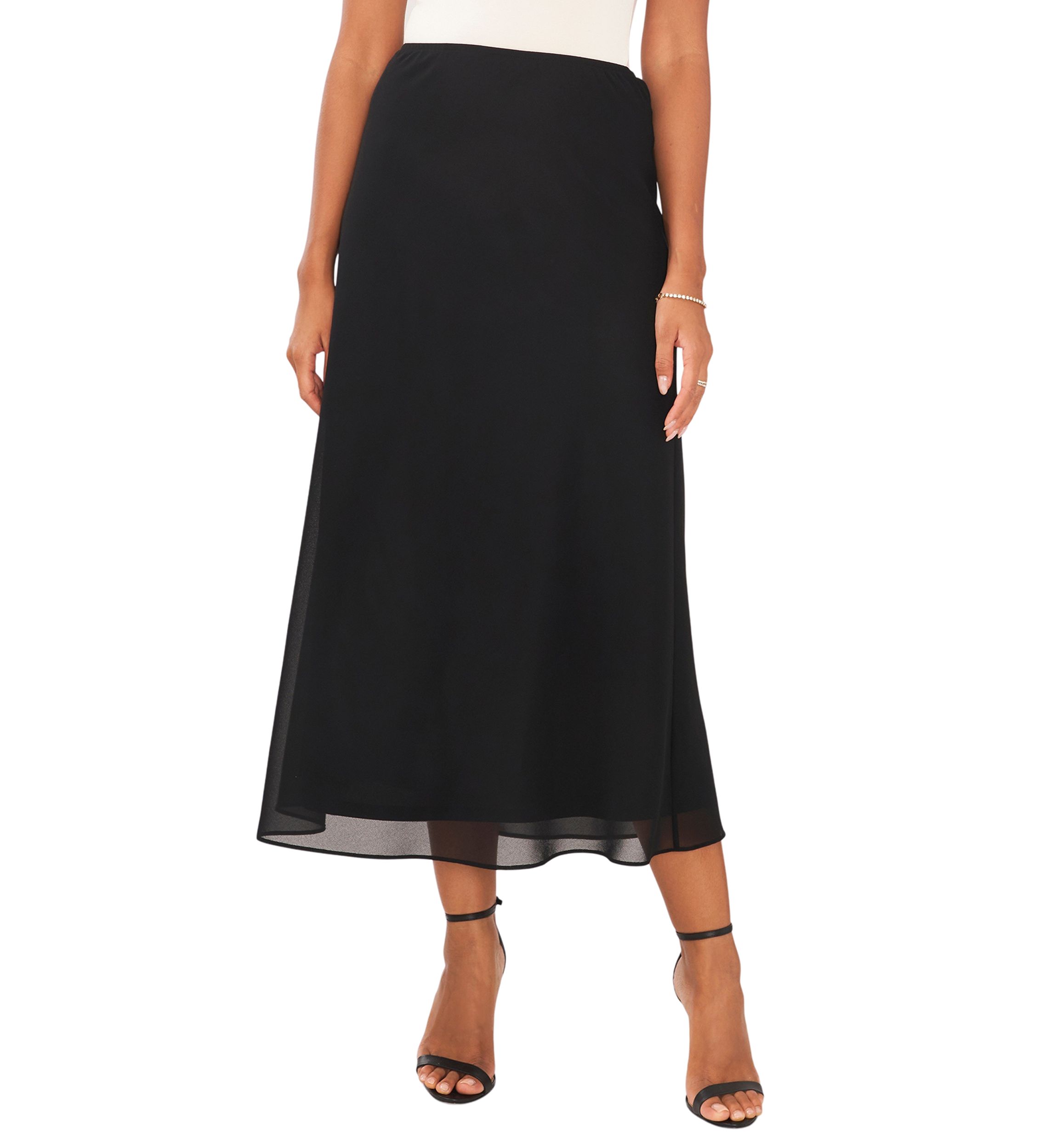 Womens A-Line Midi Chiffon Skirt 