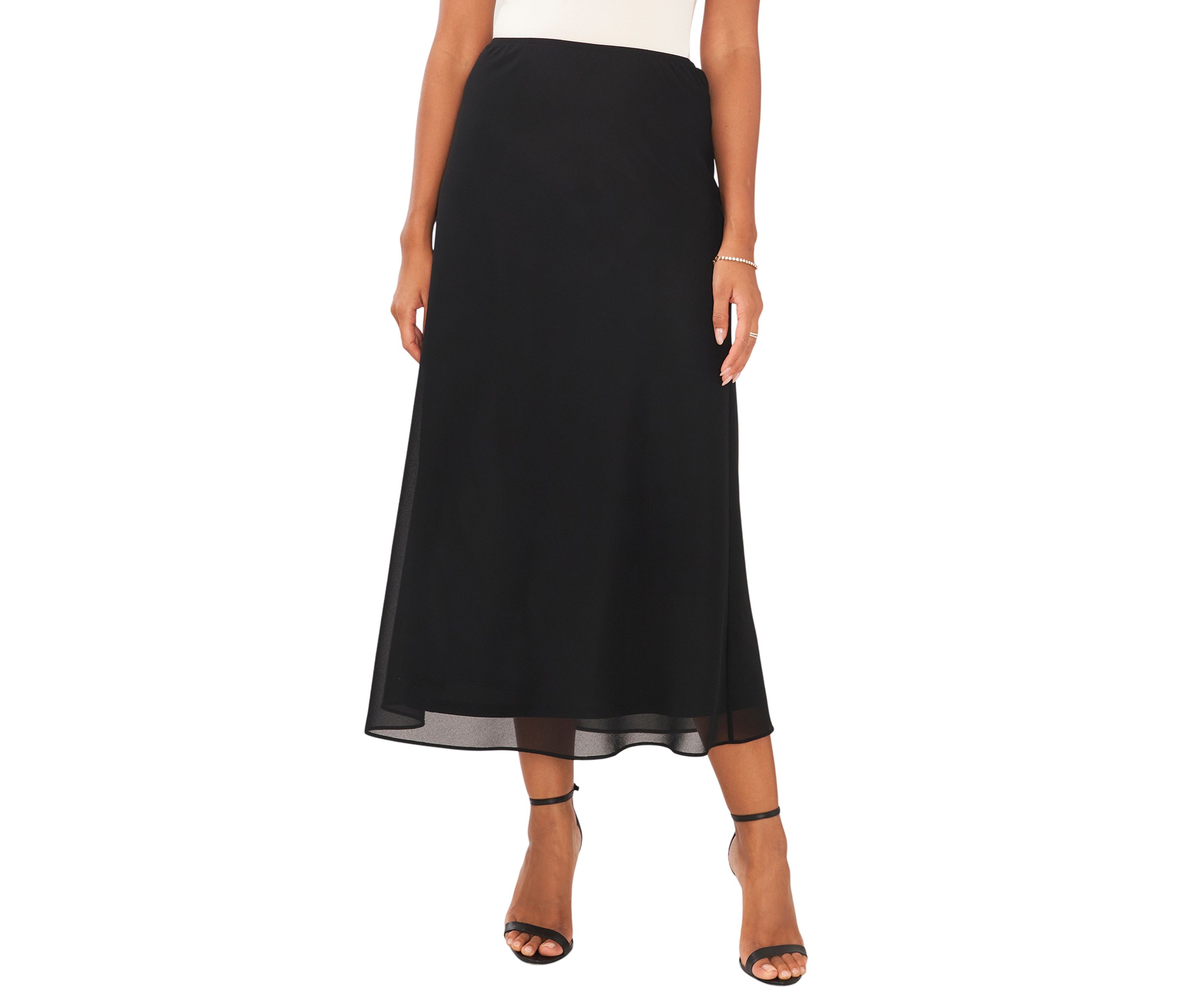 Womens A-Line Midi Chiffon Skirt 
