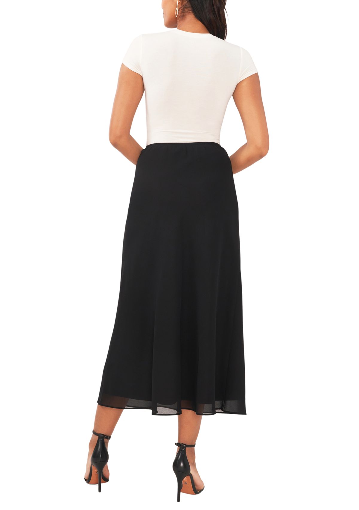 Womens A-Line Midi Chiffon Skirt 