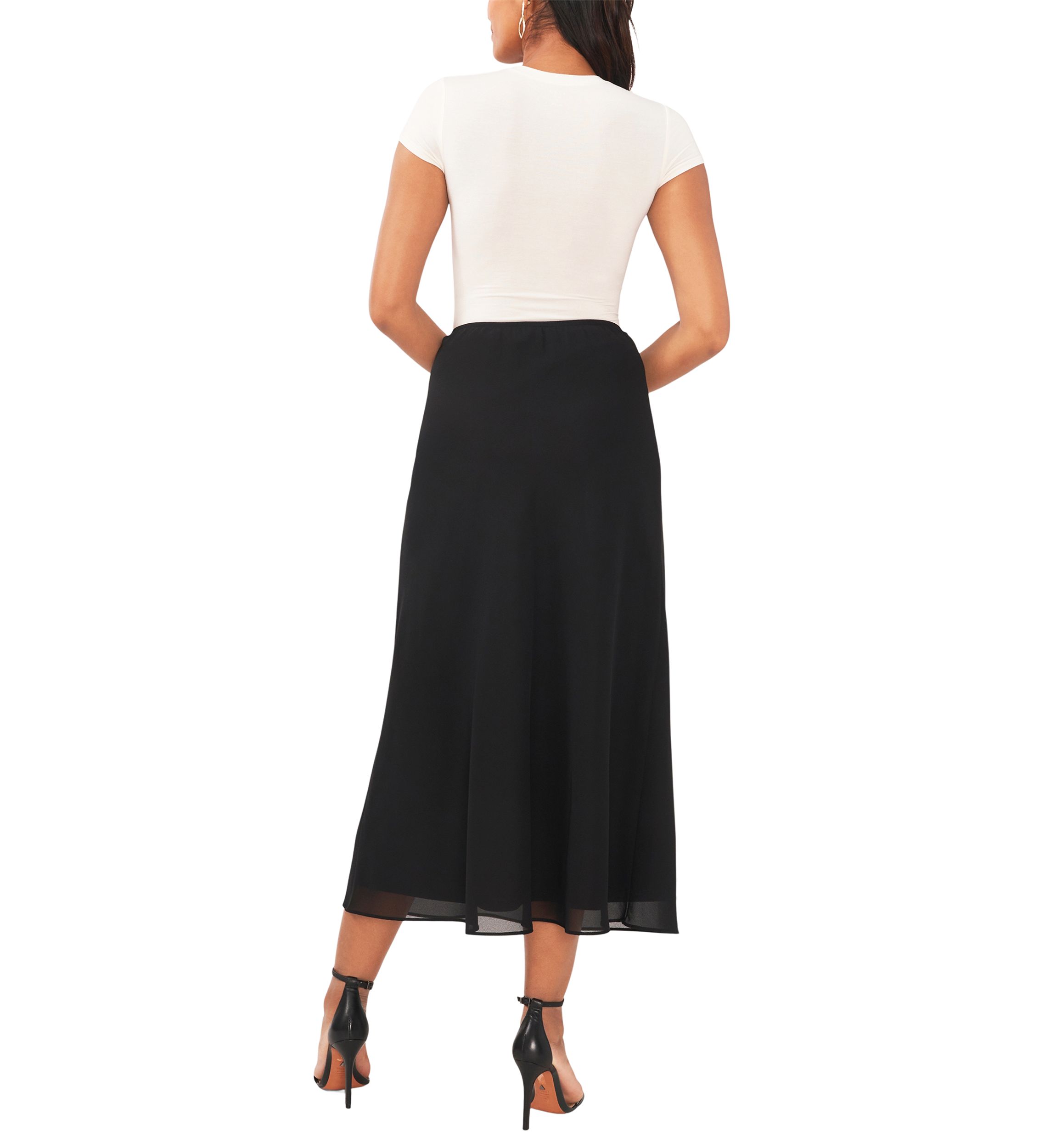 Womens A-Line Midi Chiffon Skirt 