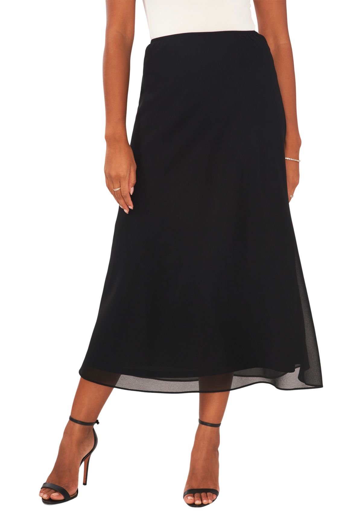 Womens A-Line Midi Chiffon Skirt 