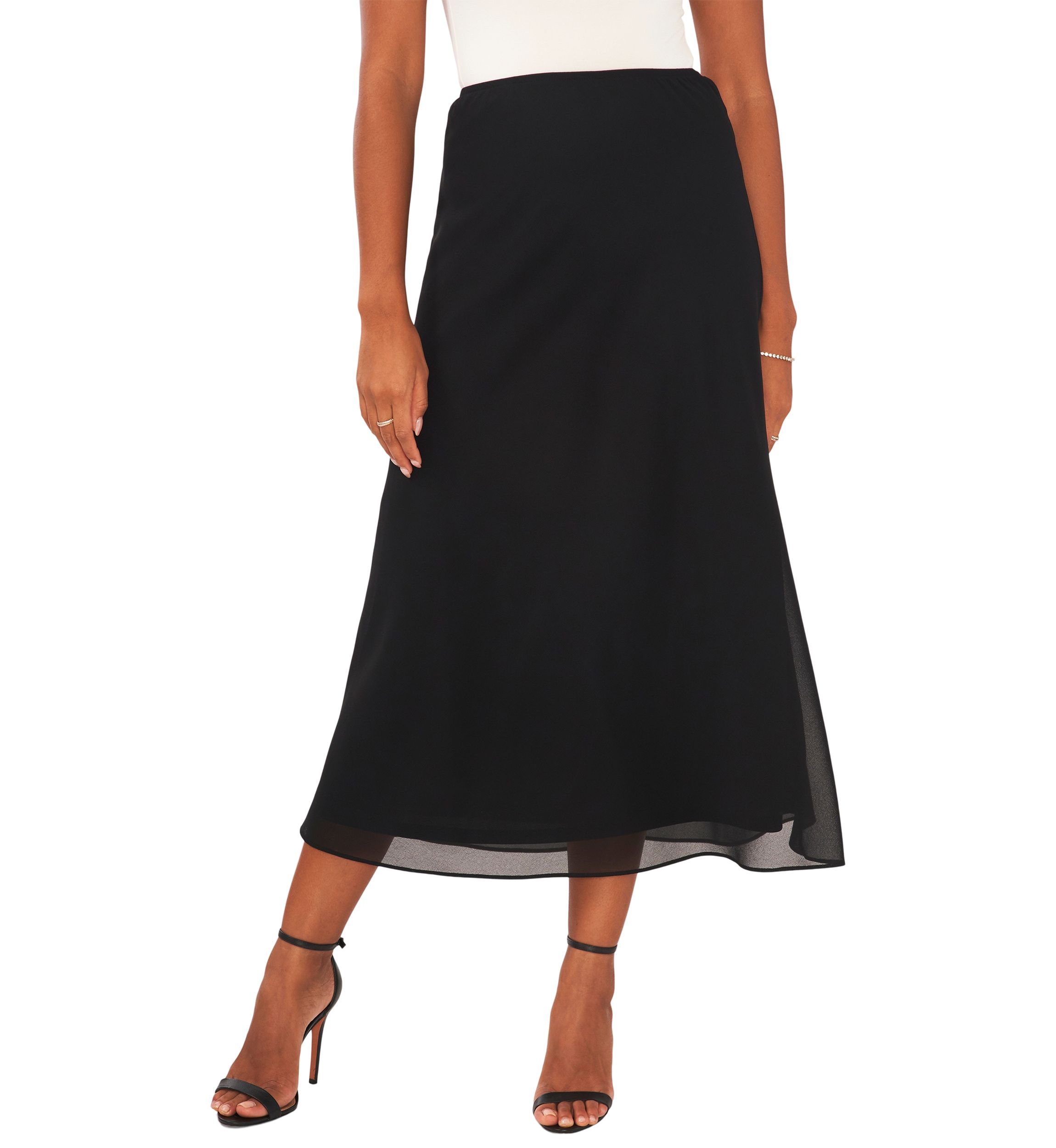 Womens A-Line Midi Chiffon Skirt 