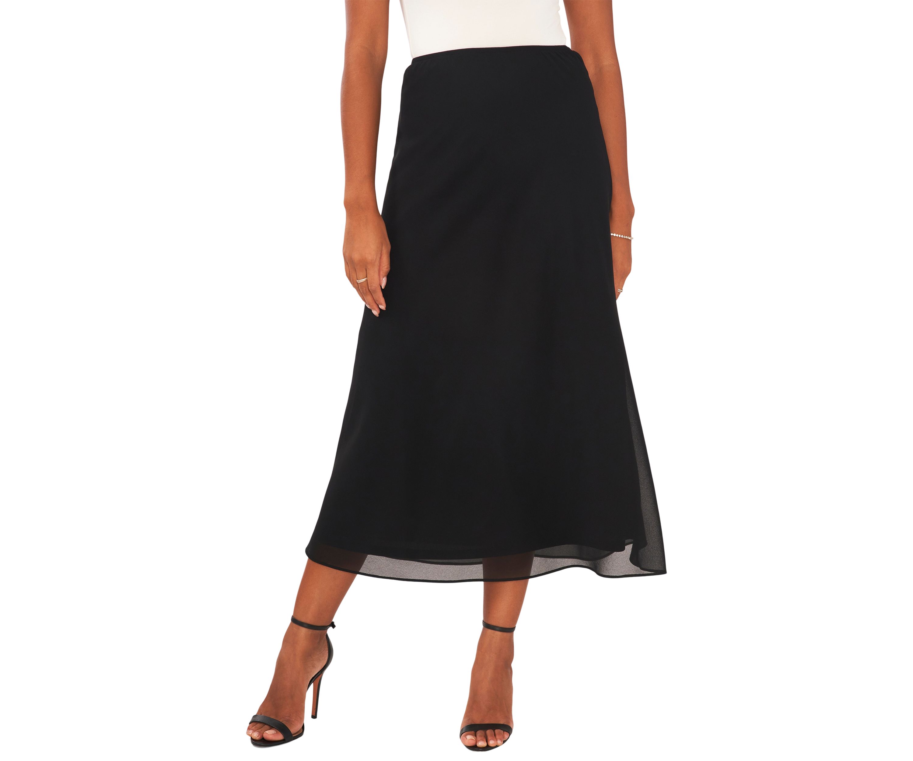 Womens A-Line Midi Chiffon Skirt 
