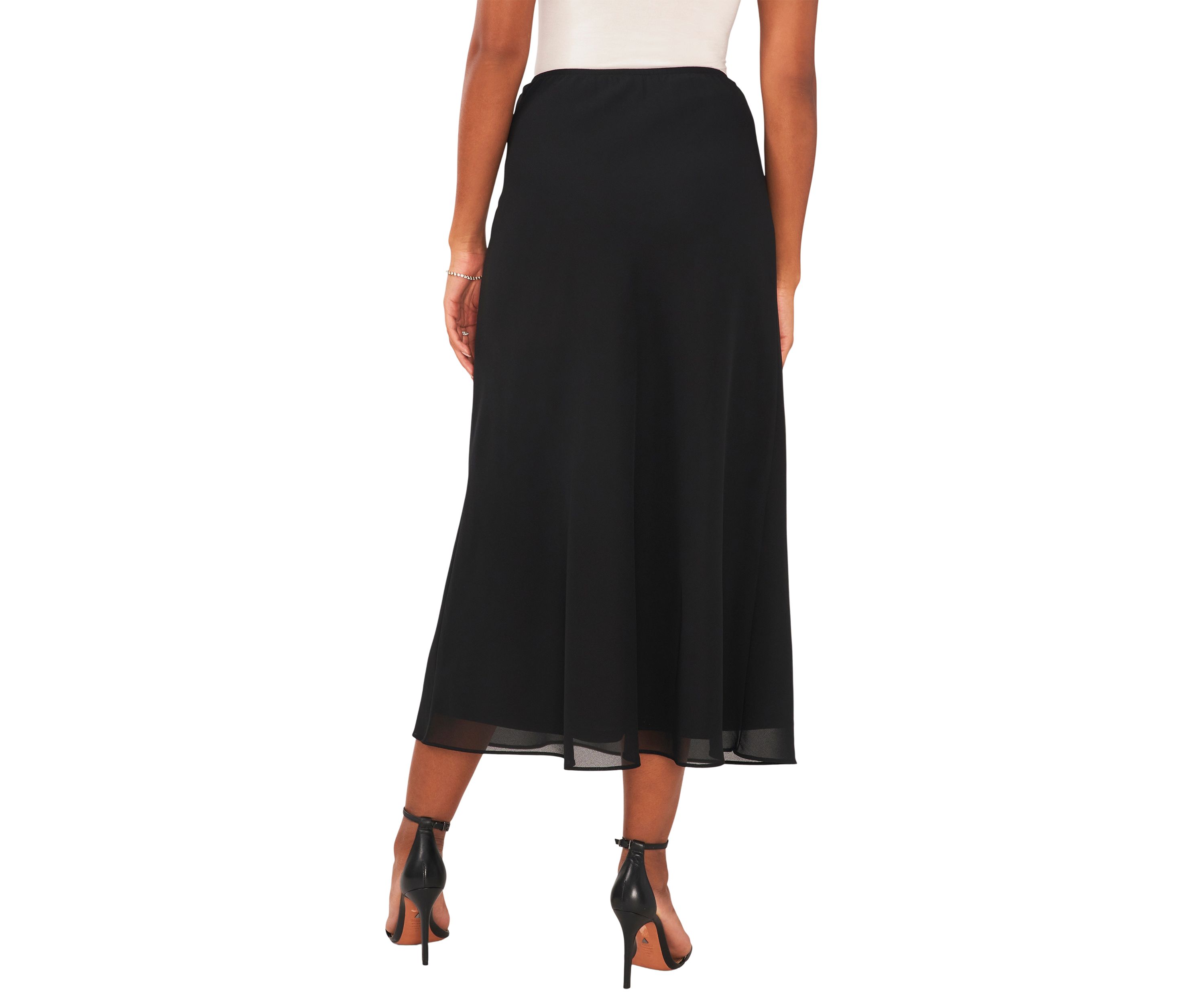 Womens A-Line Midi Chiffon Skirt 