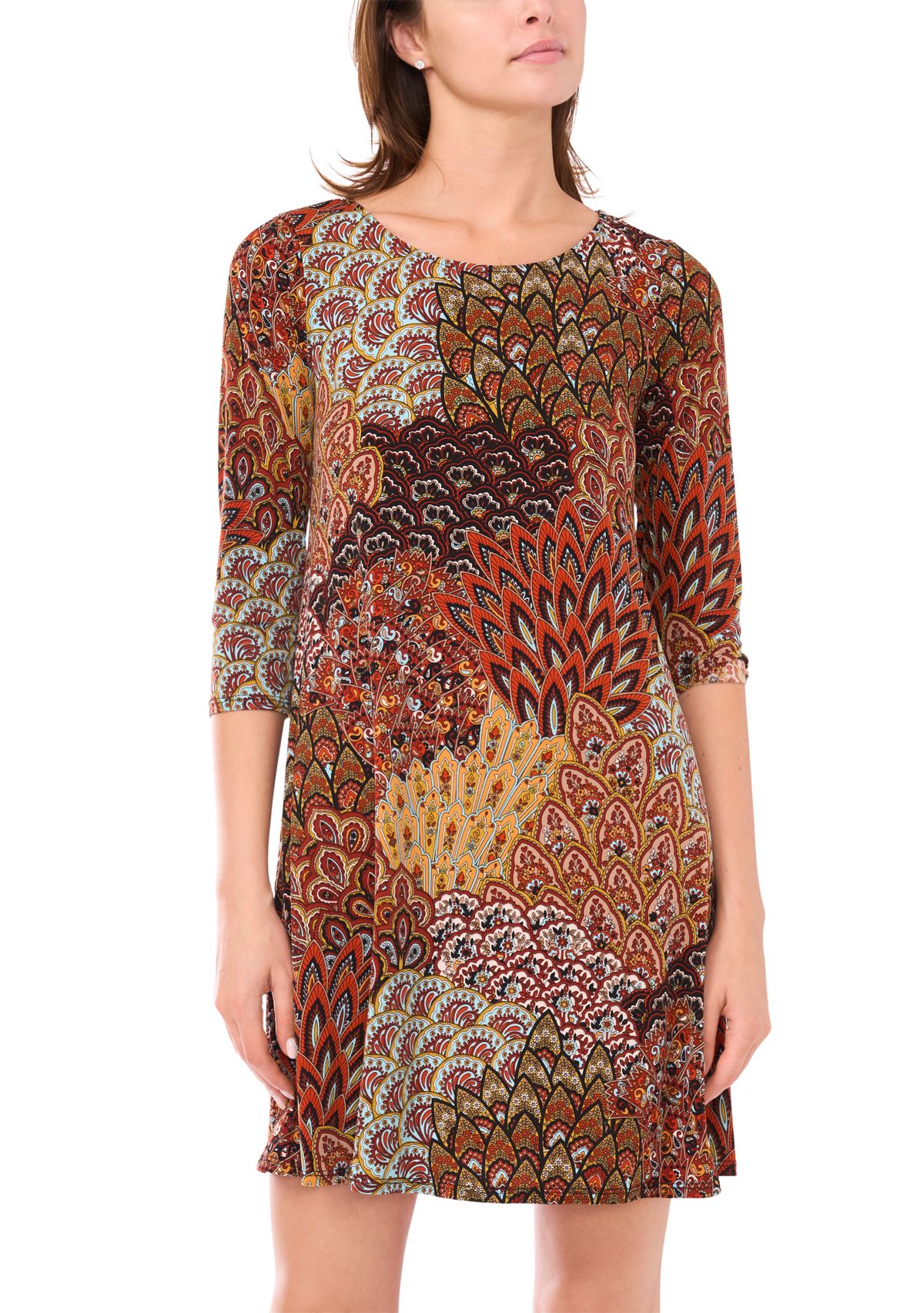 Womens 3/4 Sleeve Mini Dress