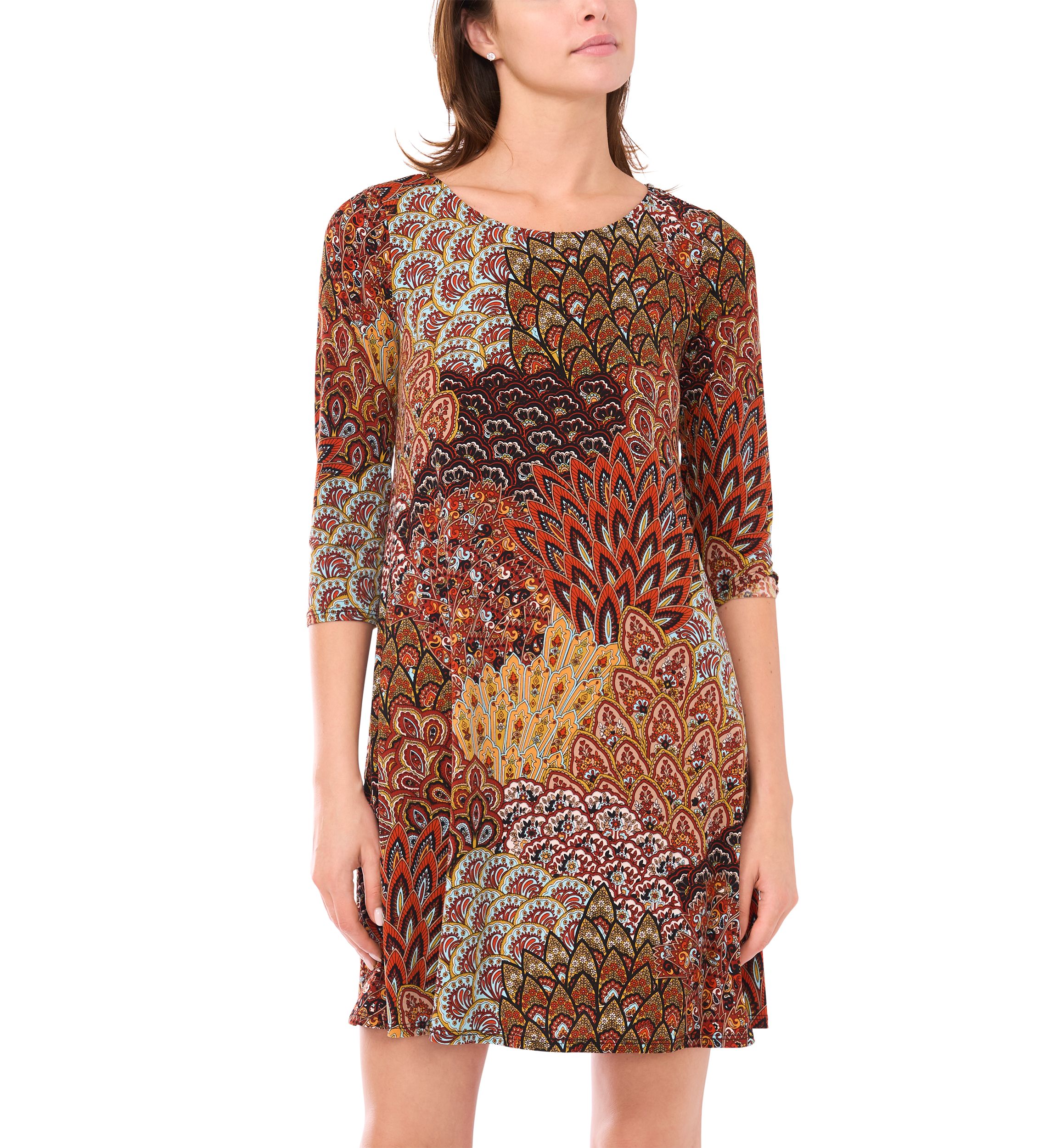 Womens 3/4 Sleeve Mini Dress