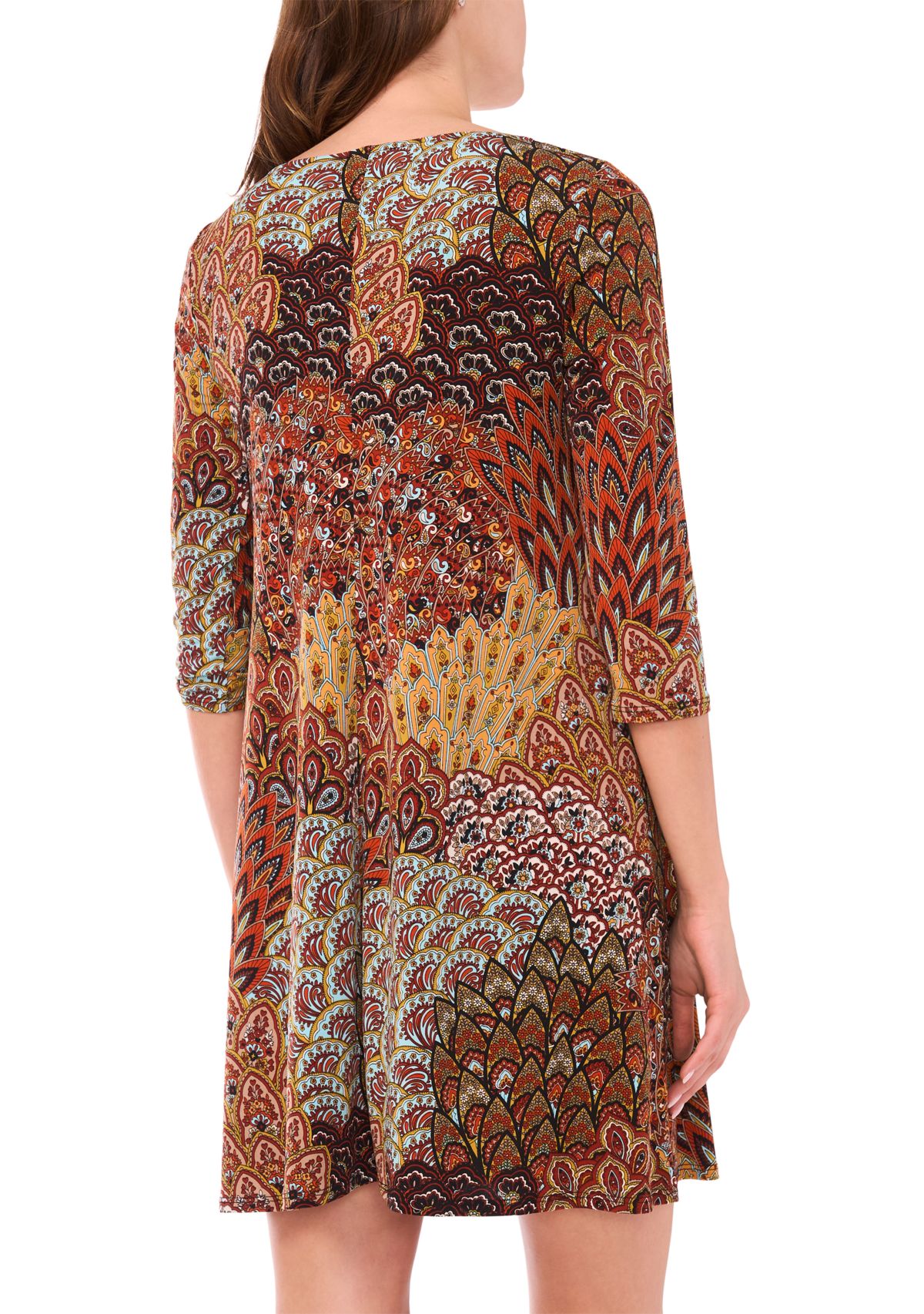 Womens 3/4 Sleeve Mini Dress