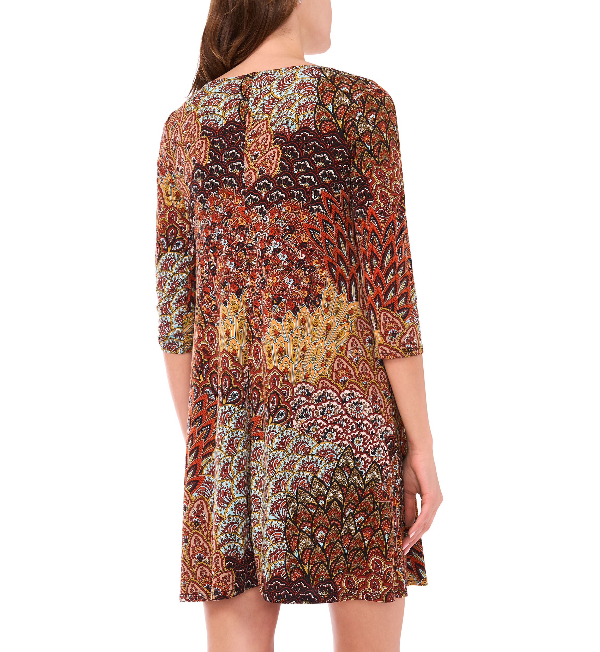 Womens 3/4 Sleeve Mini Dress