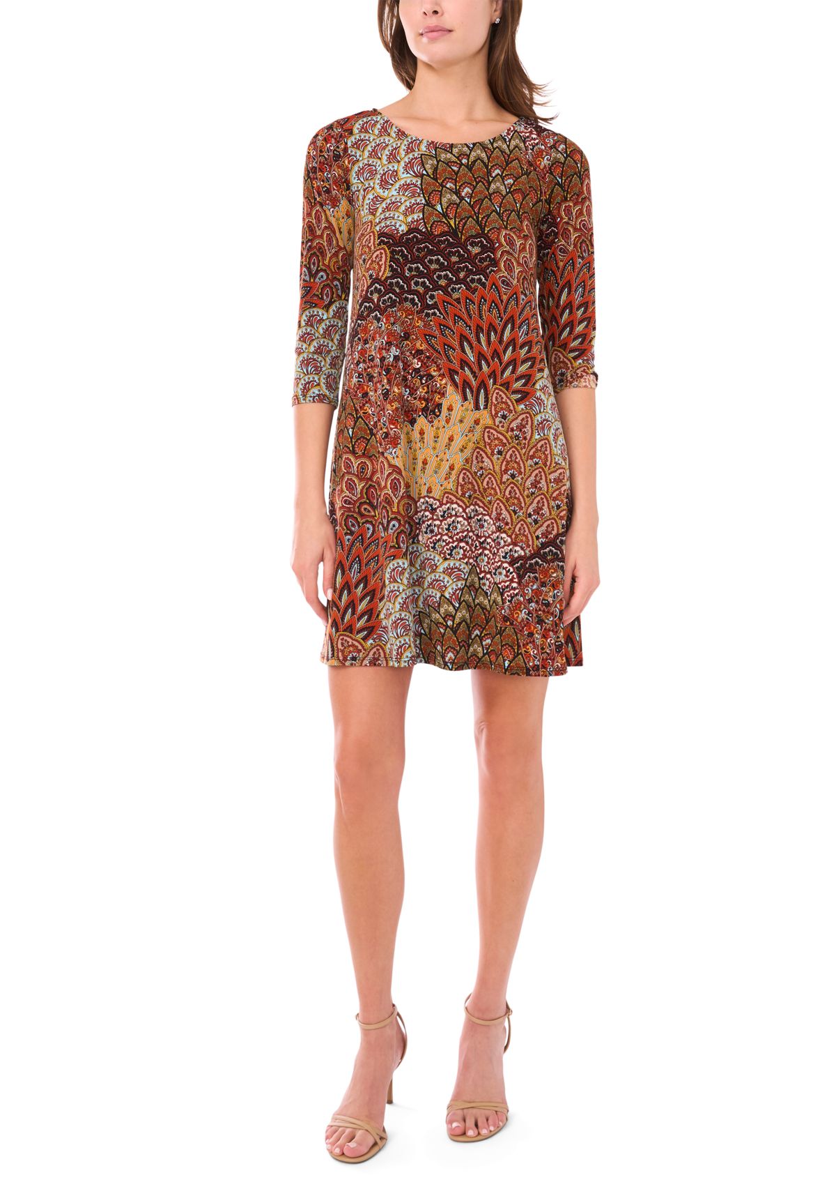 Womens 3/4 Sleeve Mini Dress