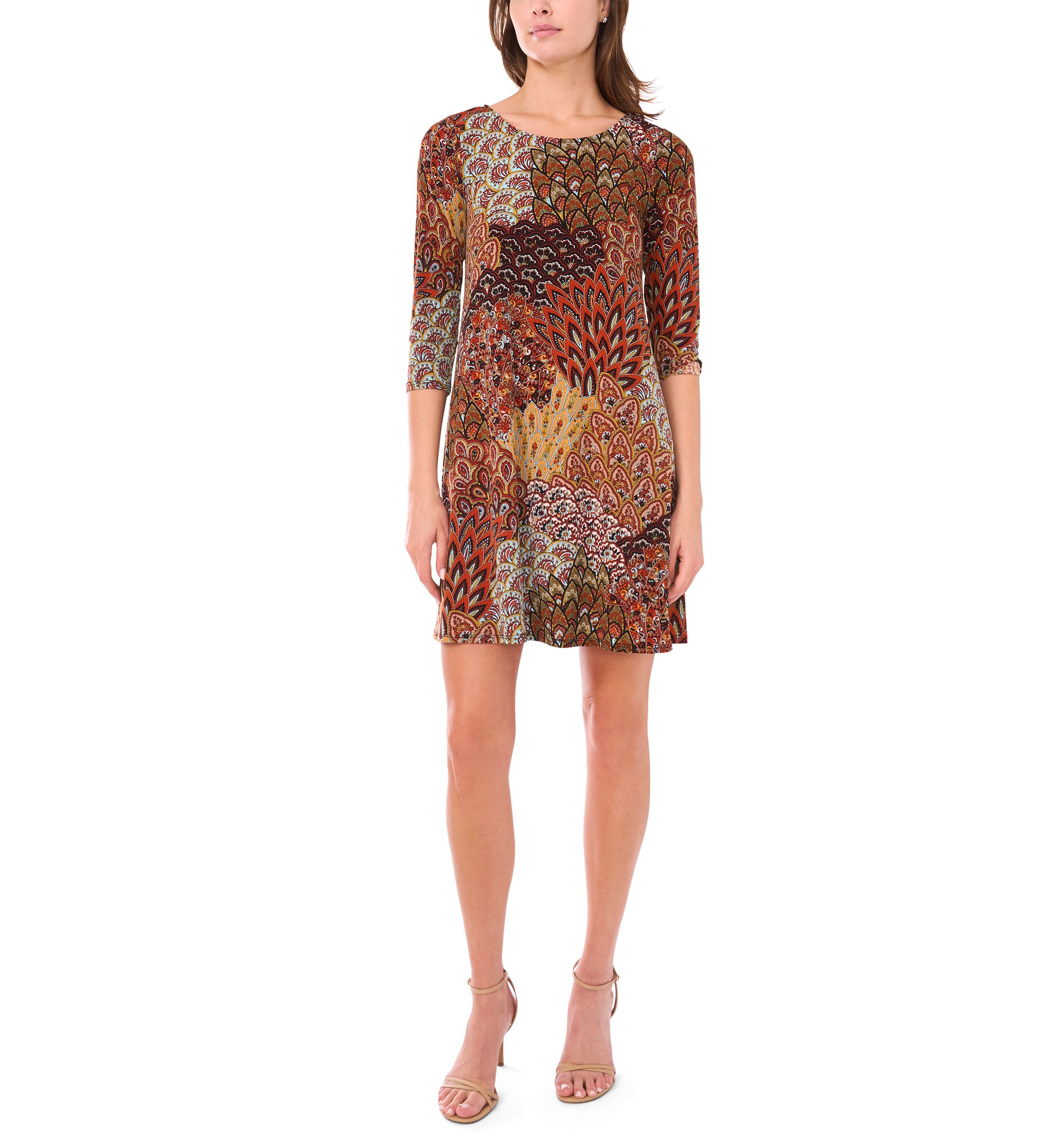 Womens 3/4 Sleeve Mini Dress