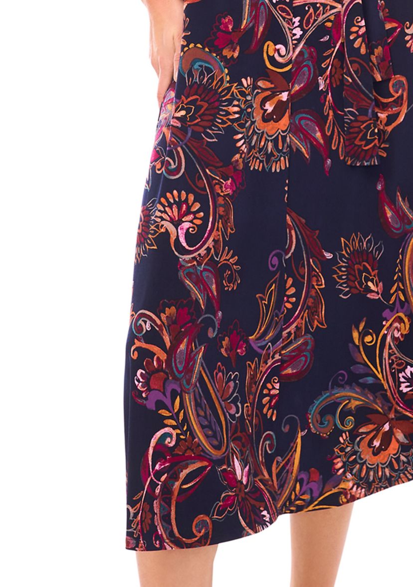 Womens Short Sleeve Tie Midi Dress