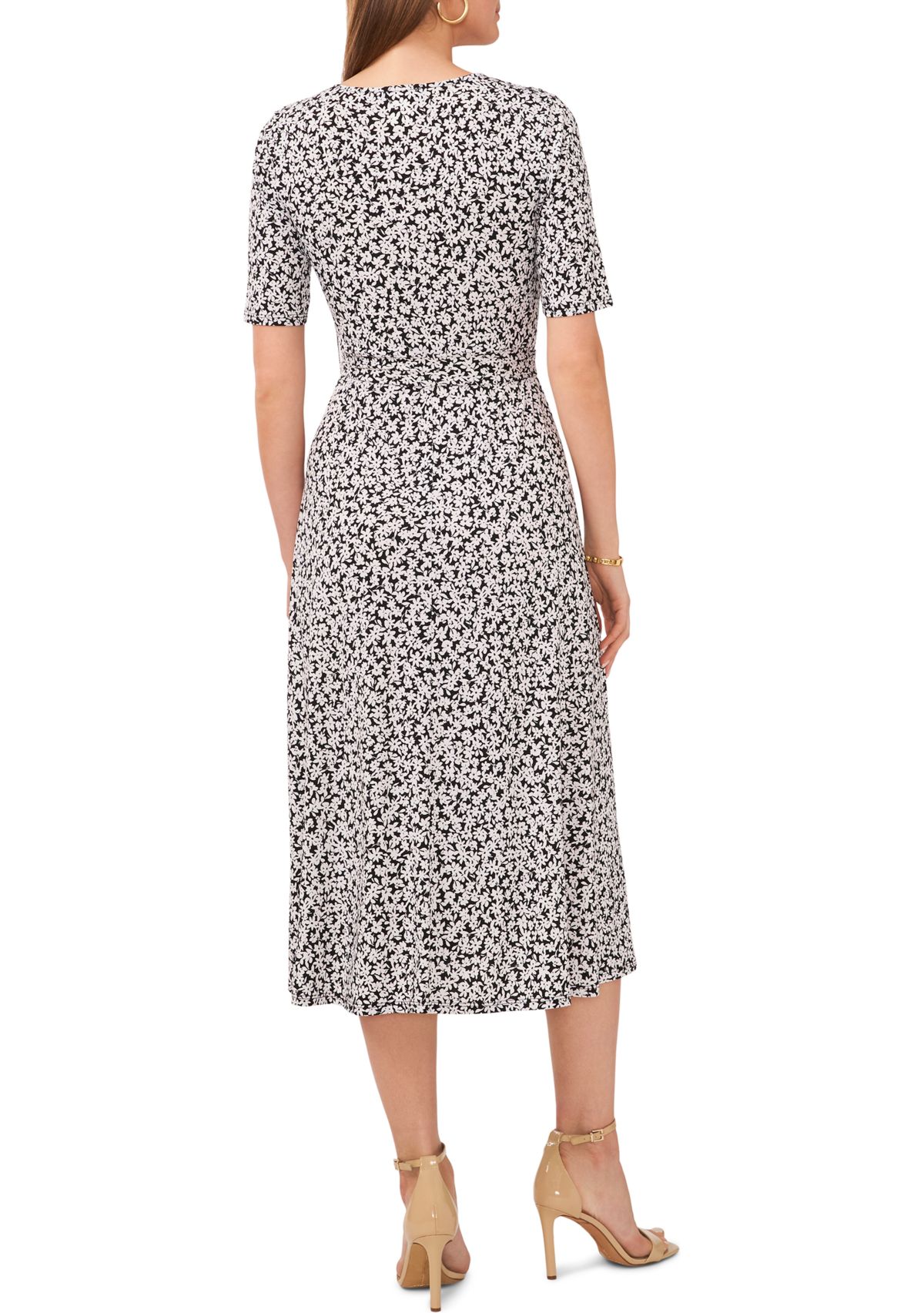 MSK Women's Short Sleeve V-Neck Printed Midi Dress | Belk
