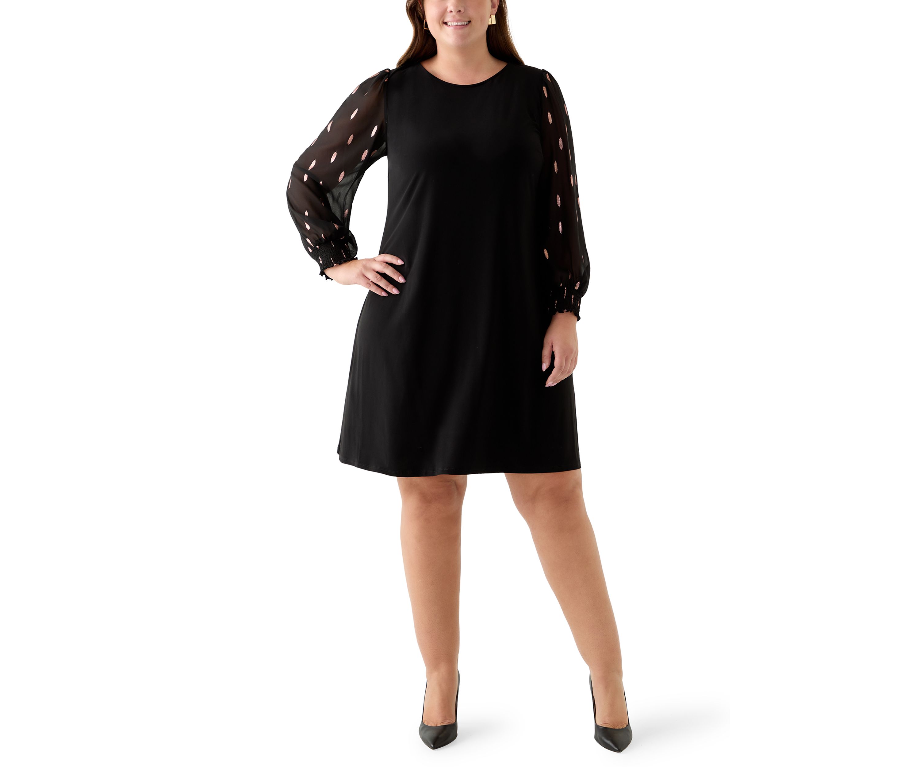 Plus Size Foil A-Line Dress
