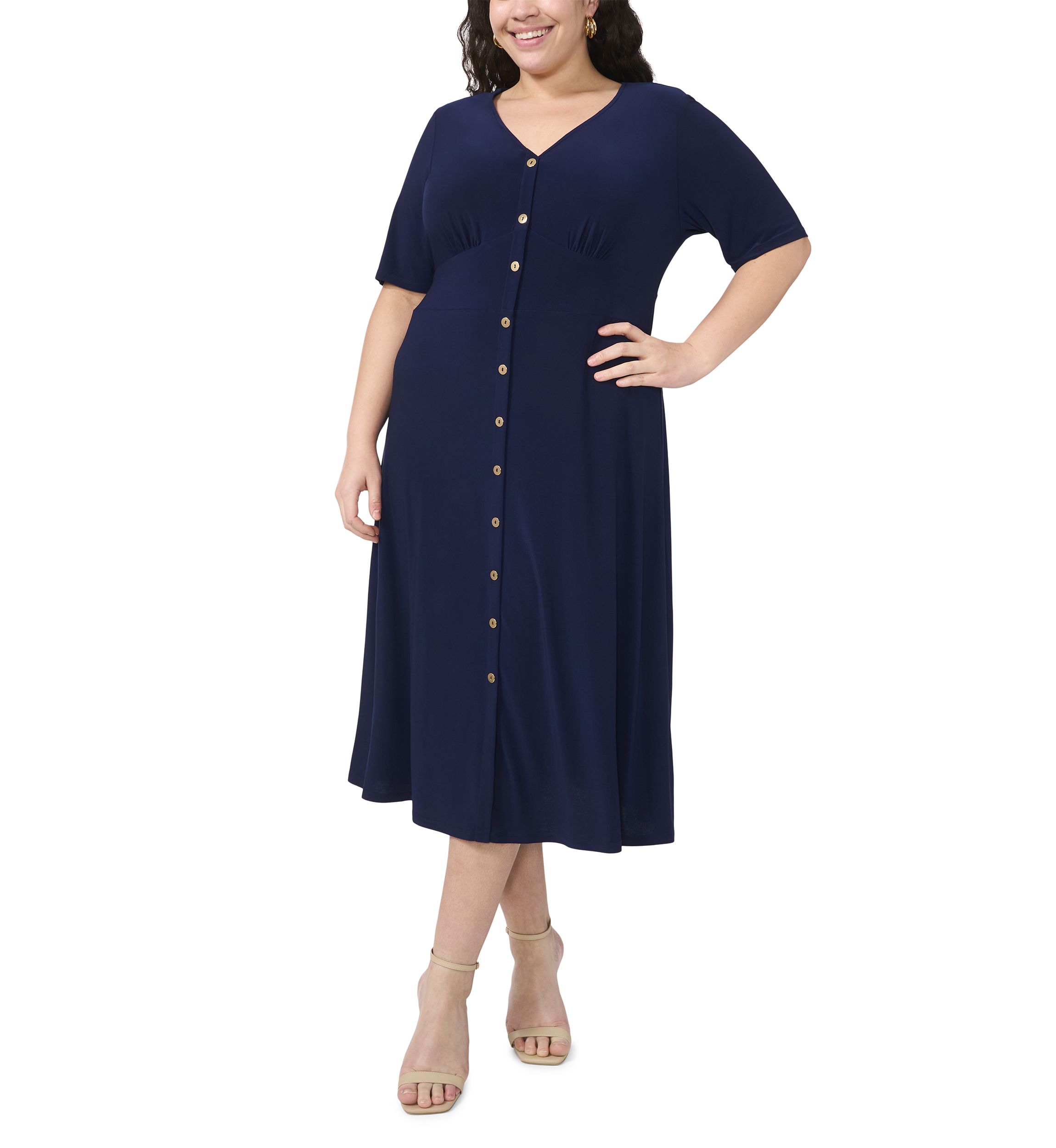 Plus Size Short Sleeve V-Neck Dress