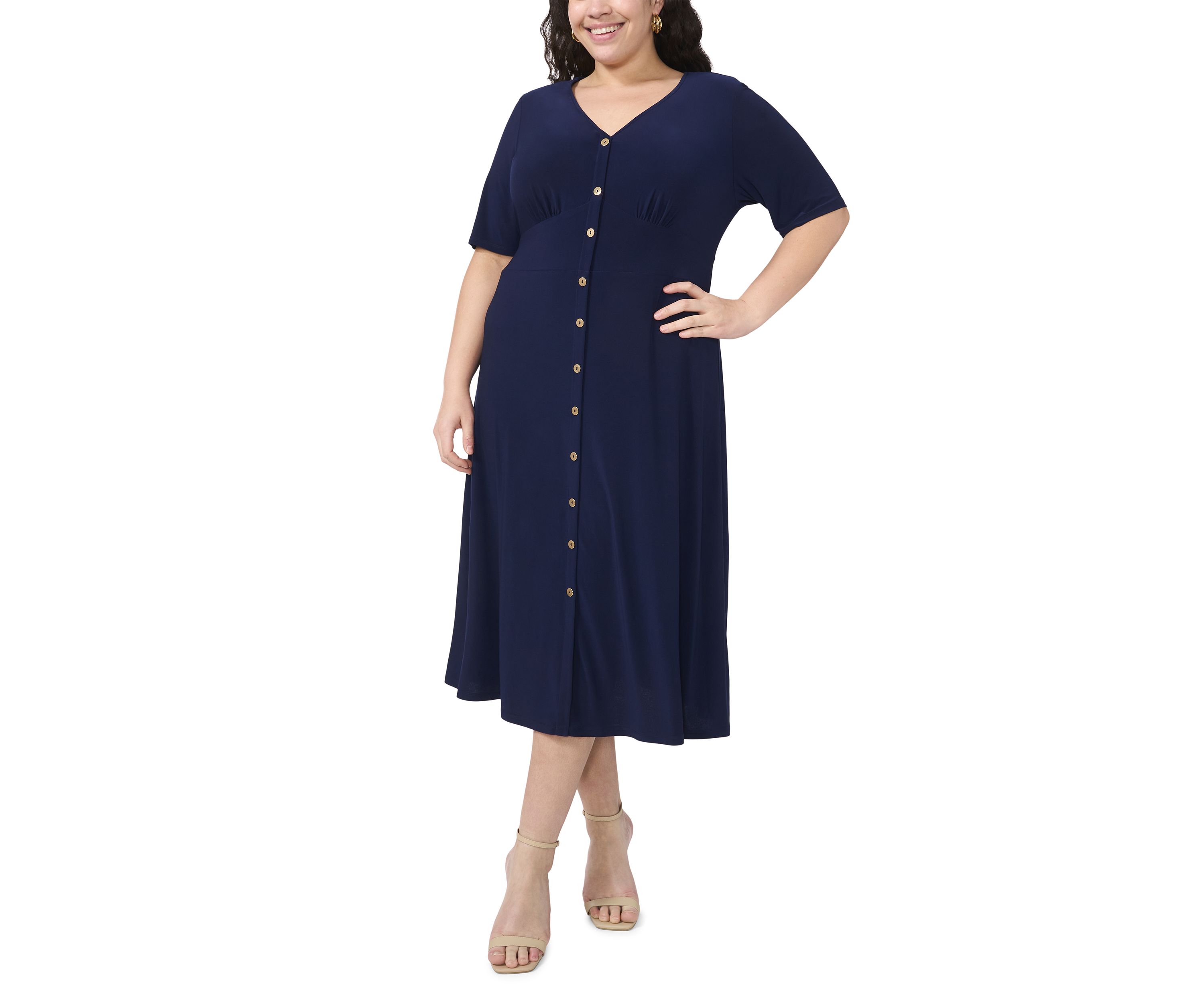Plus Size Short Sleeve V-Neck Dress