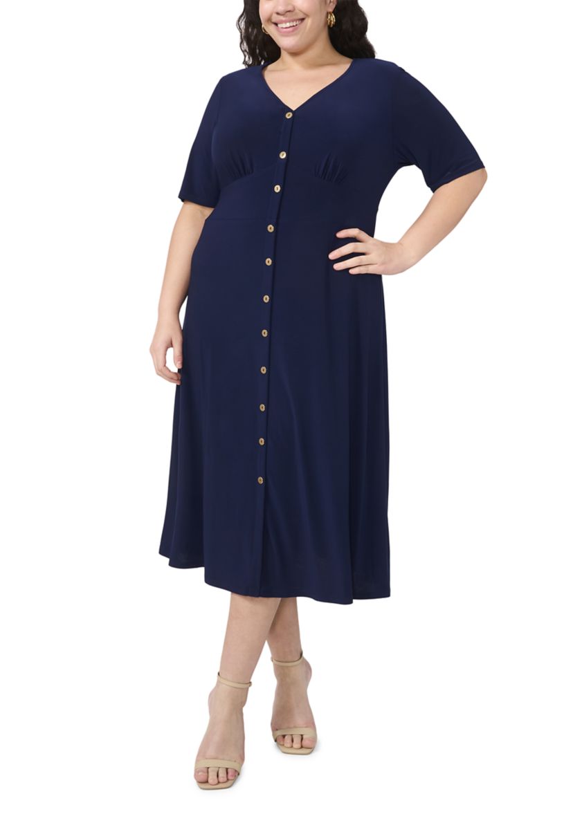 Plus Size Short Sleeve V-Neck Dress