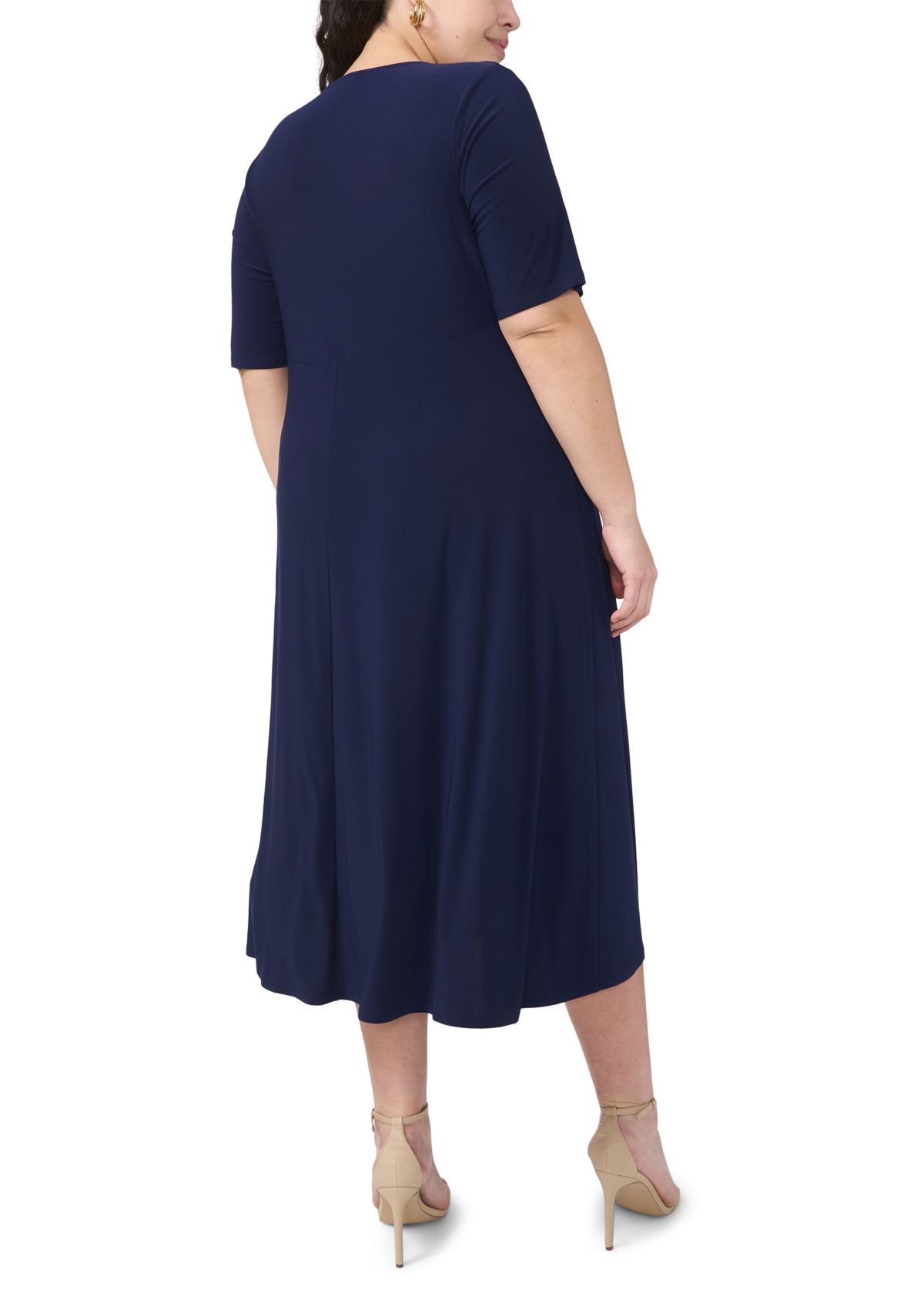 Plus Size Short Sleeve V-Neck Dress
