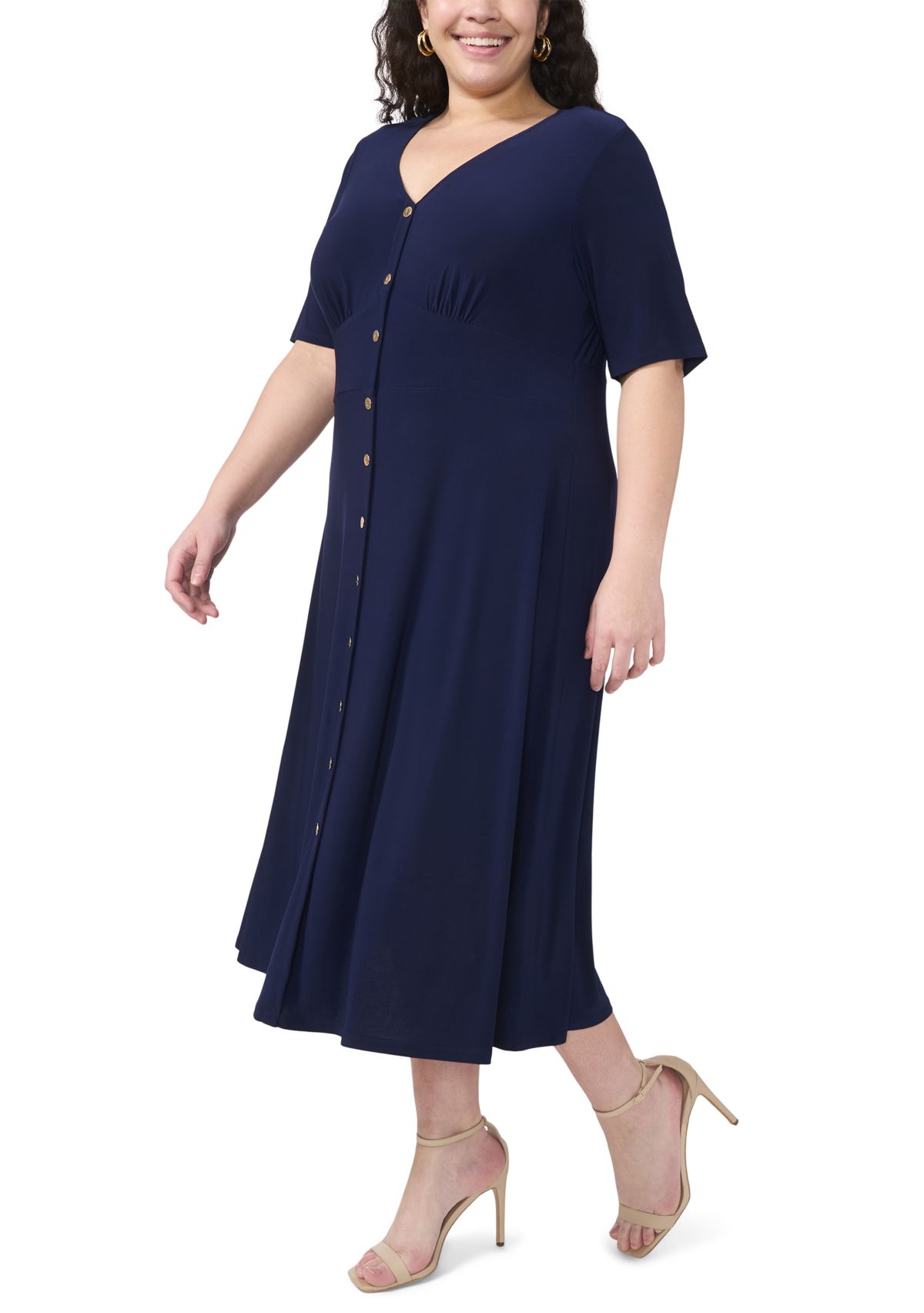 Plus Size Short Sleeve V-Neck Dress