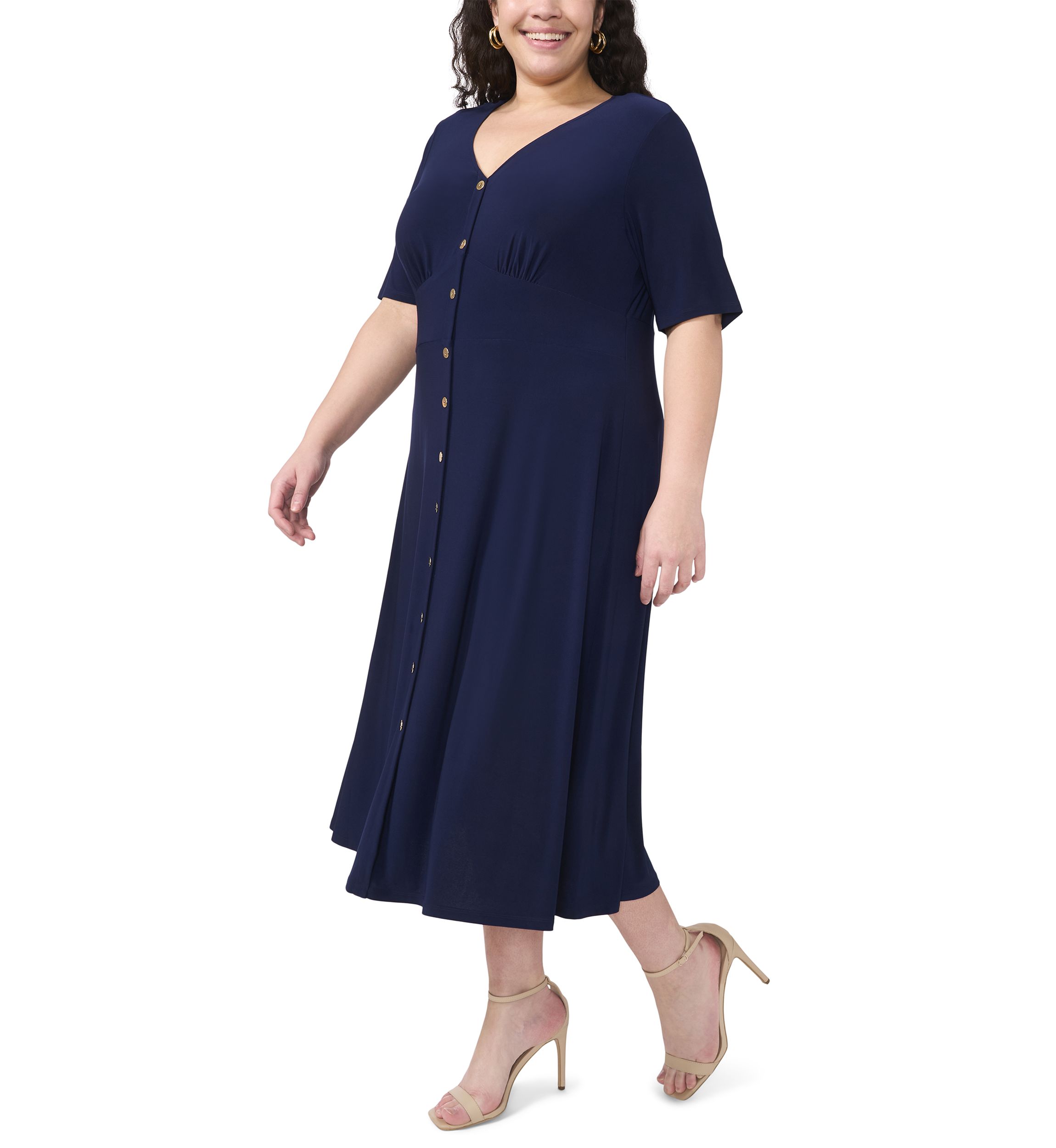 Plus Size Short Sleeve V-Neck Dress