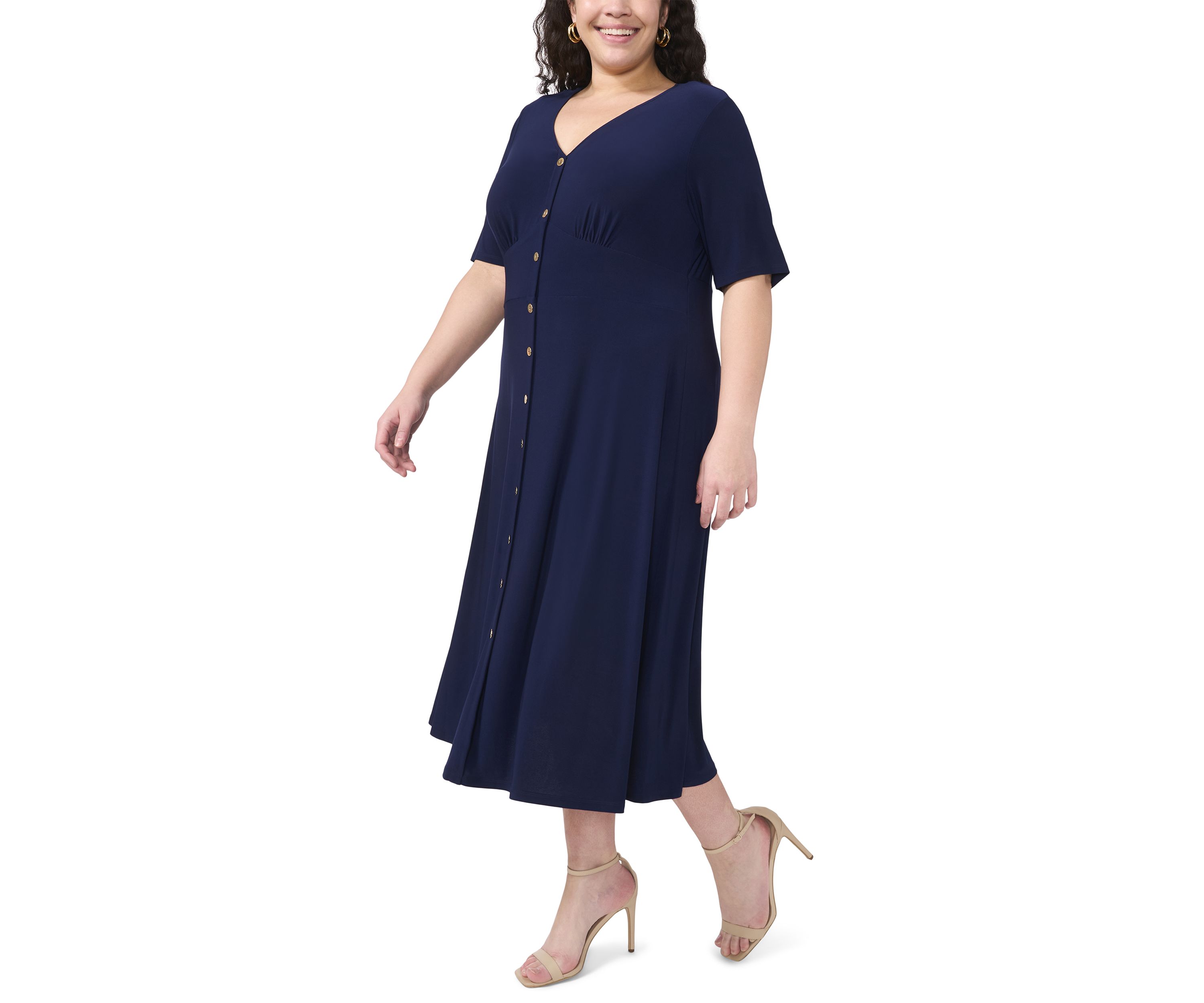 Plus Size Short Sleeve V-Neck Dress