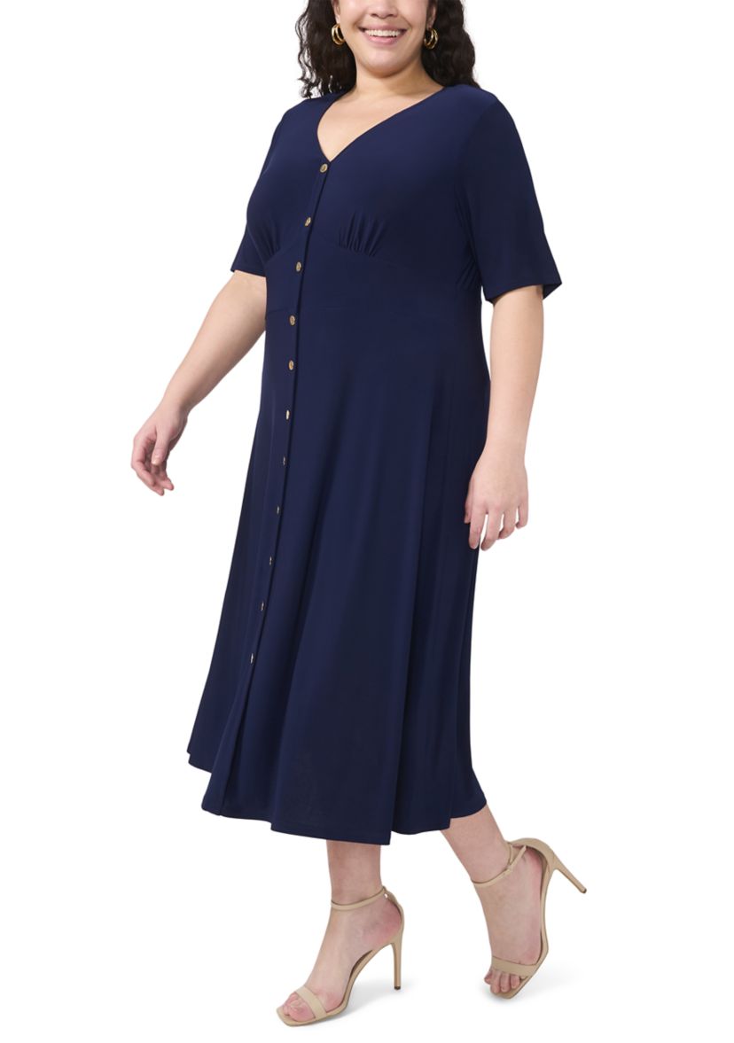 Plus Size Short Sleeve V-Neck Dress