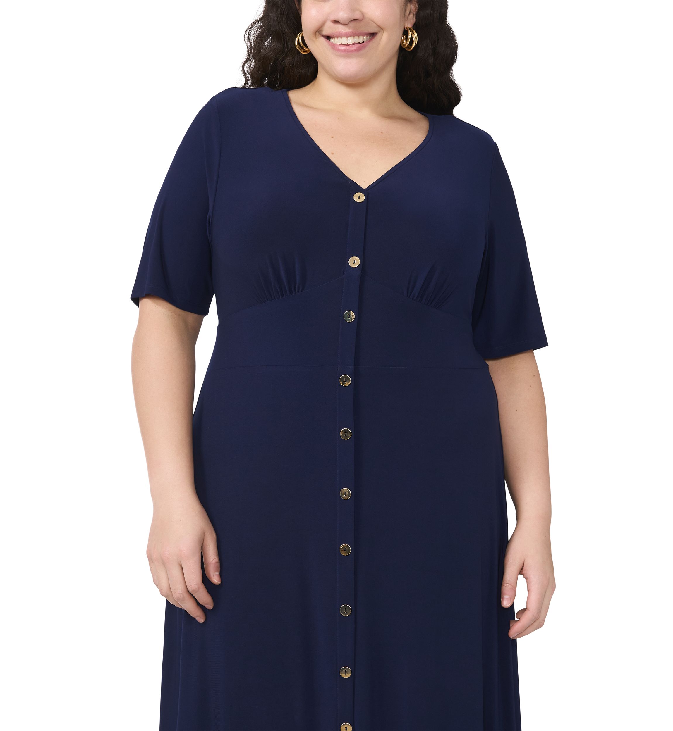 Plus Size Short Sleeve V-Neck Dress