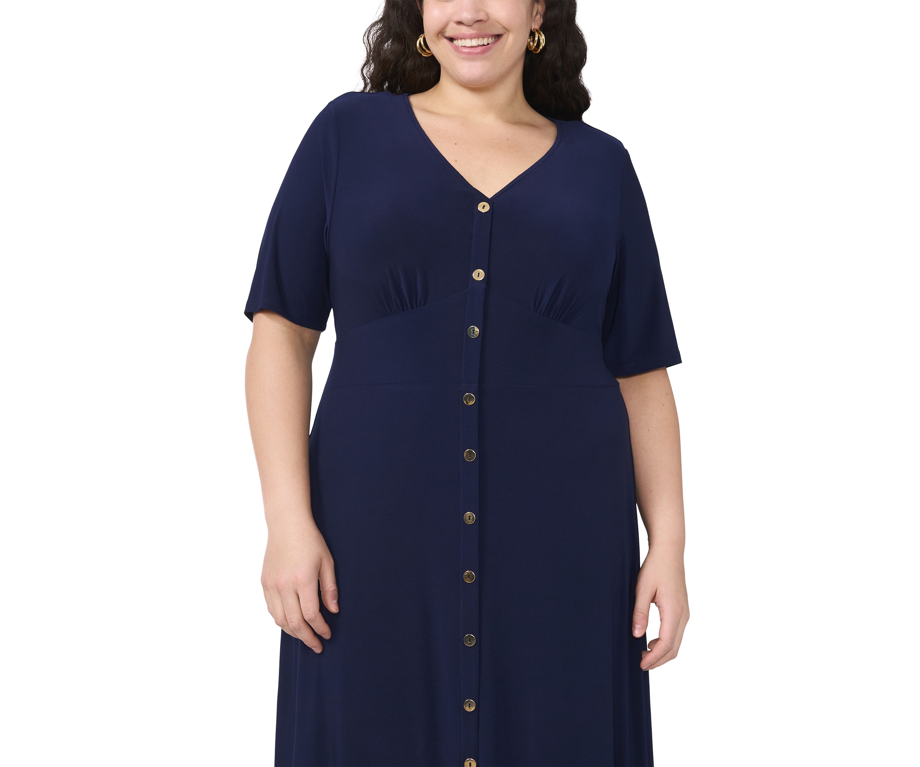 Plus Size Short Sleeve V-Neck Dress