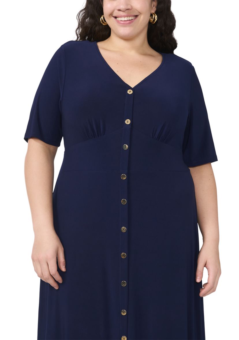 Plus Size Short Sleeve V-Neck Dress