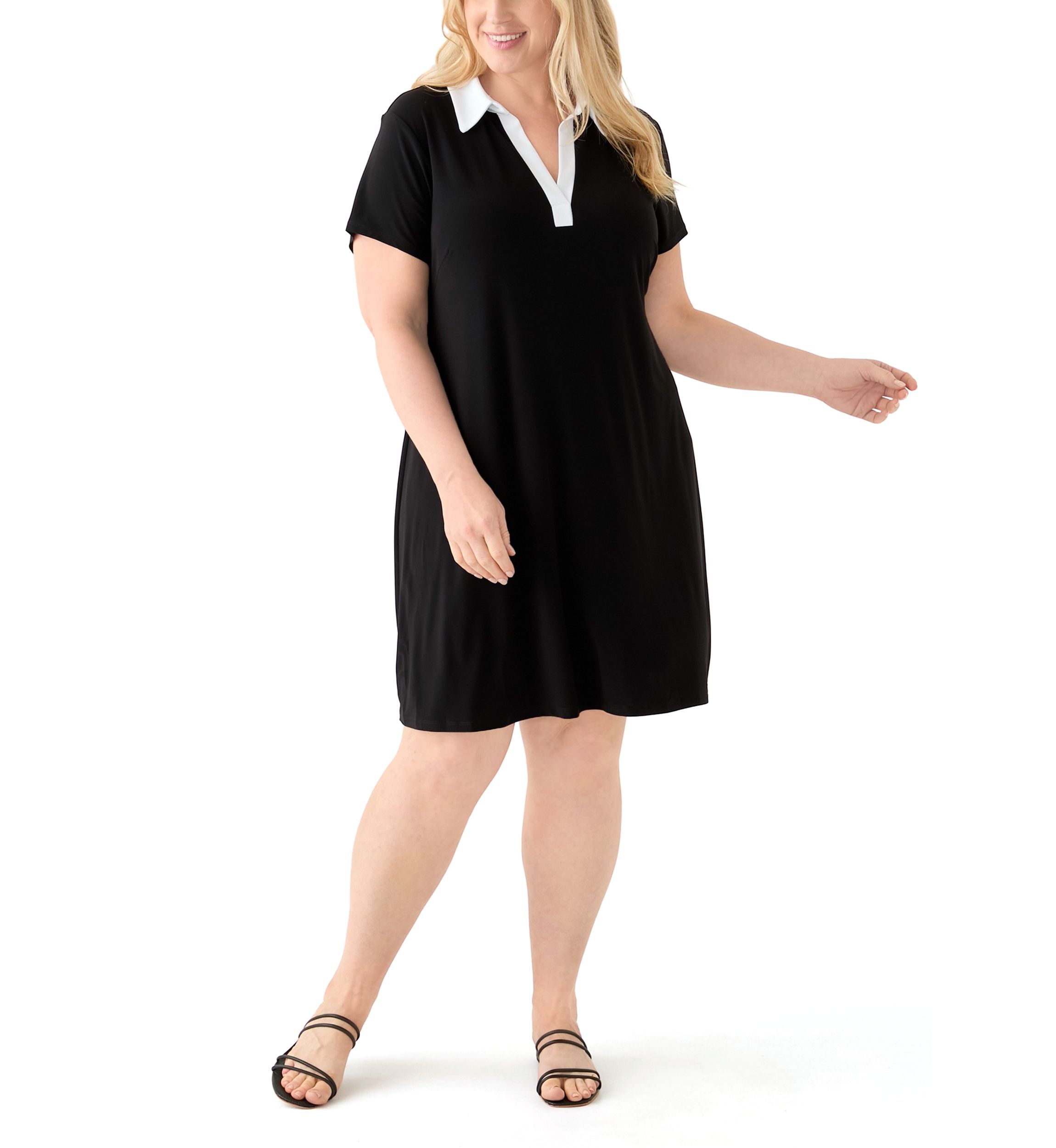 Plus Size Collared A-Line Dress 