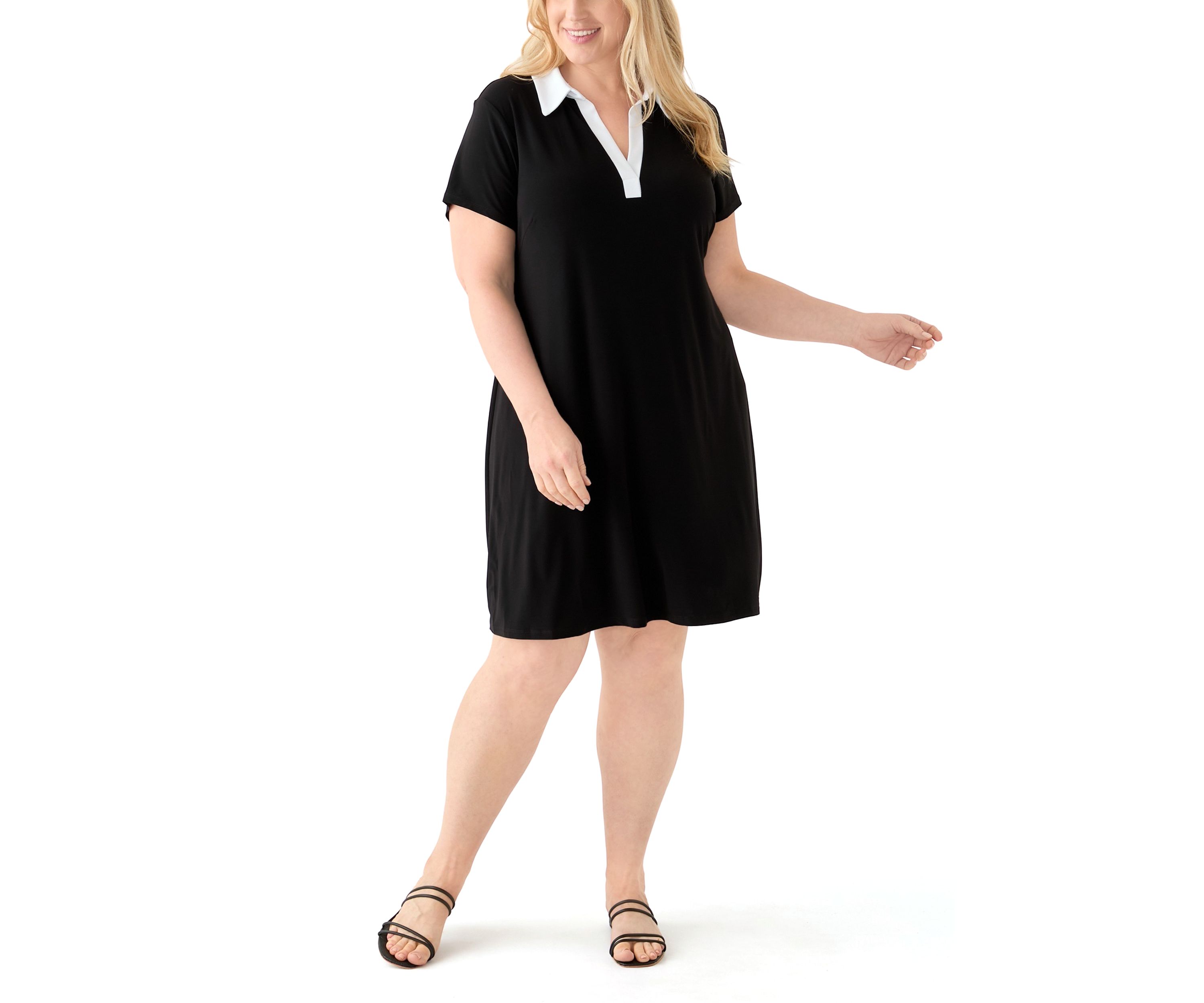 Plus Size Collared A-Line Dress 