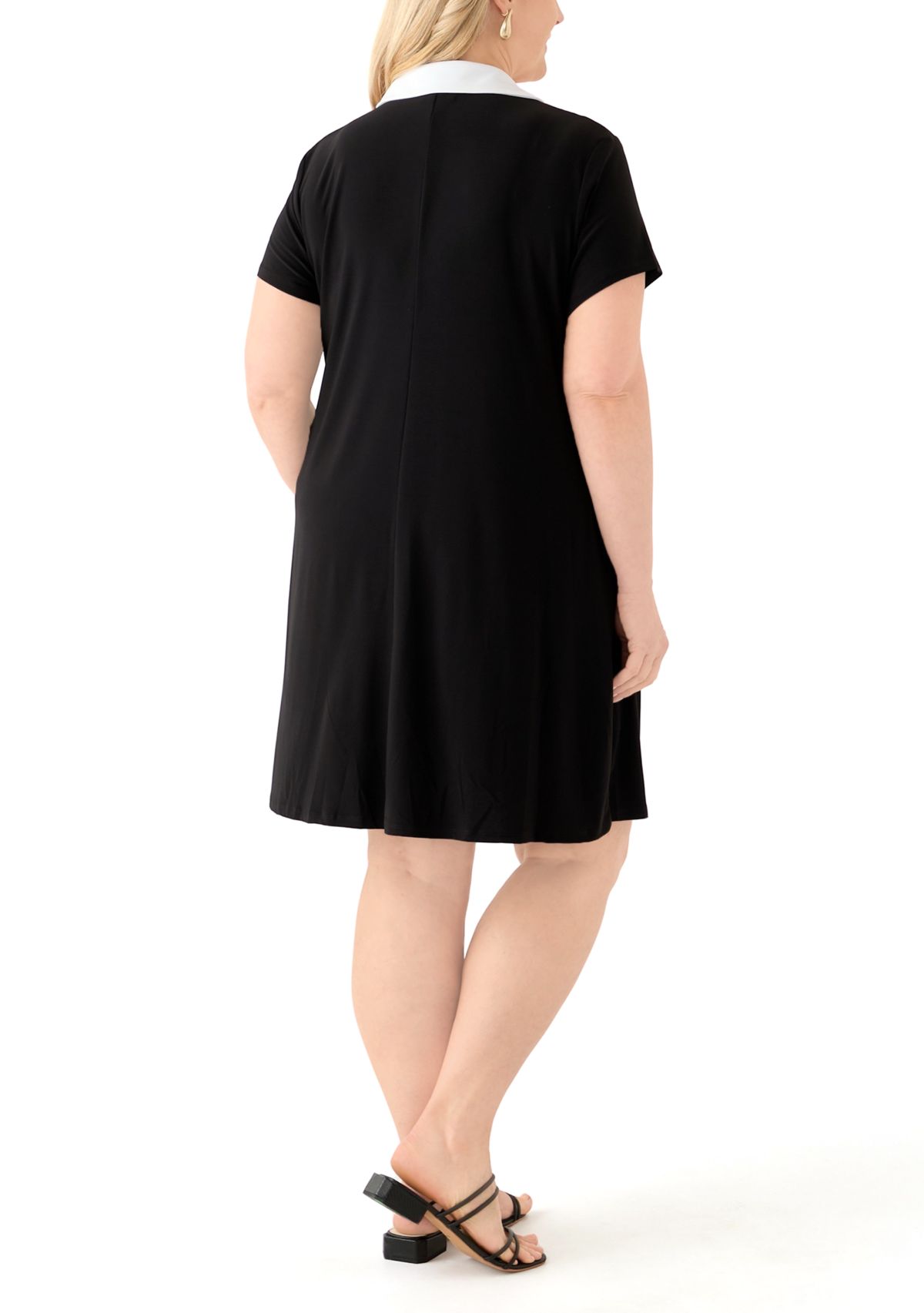 Plus Size Collared A-Line Dress 