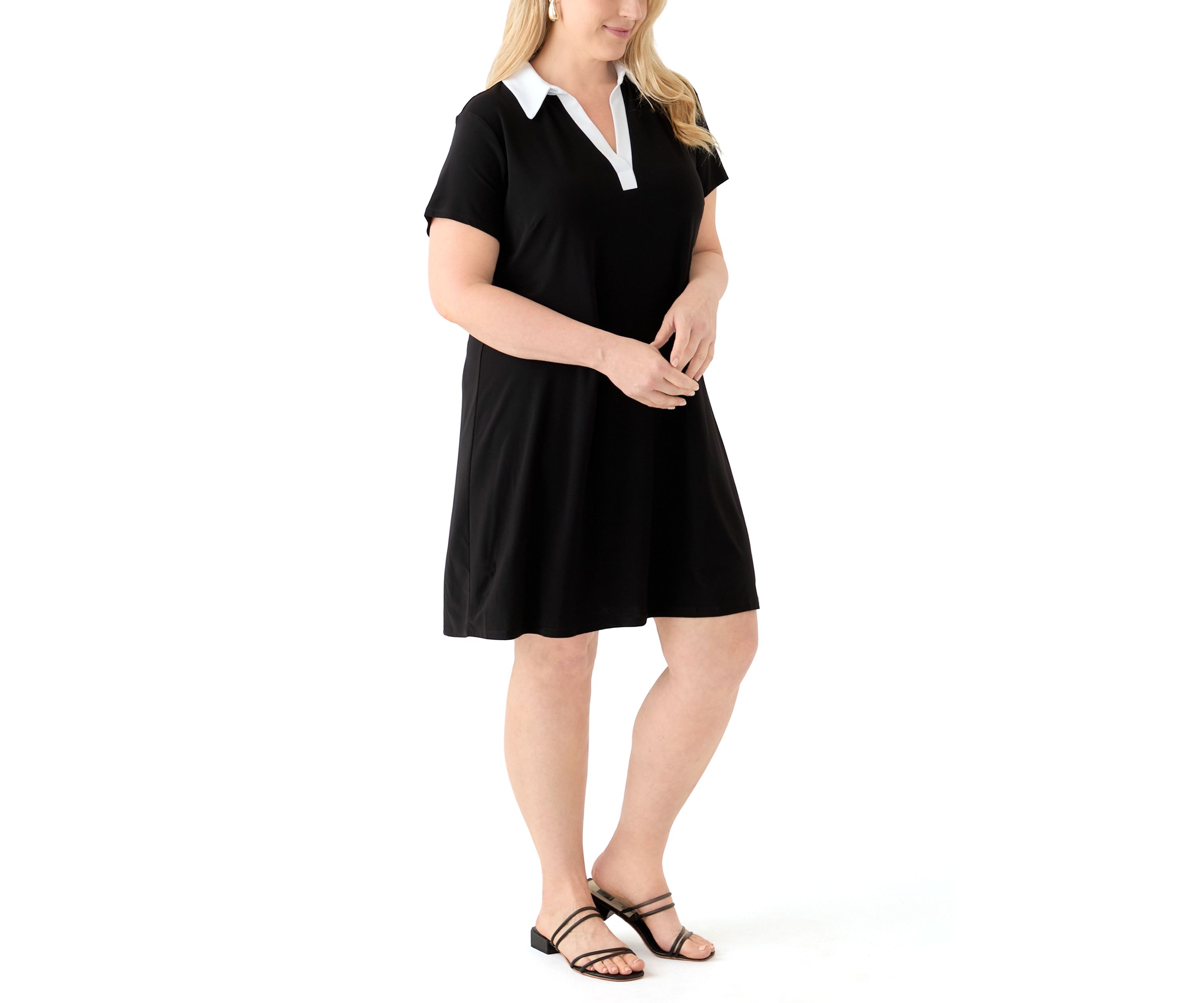 Plus Size Collared A-Line Dress 