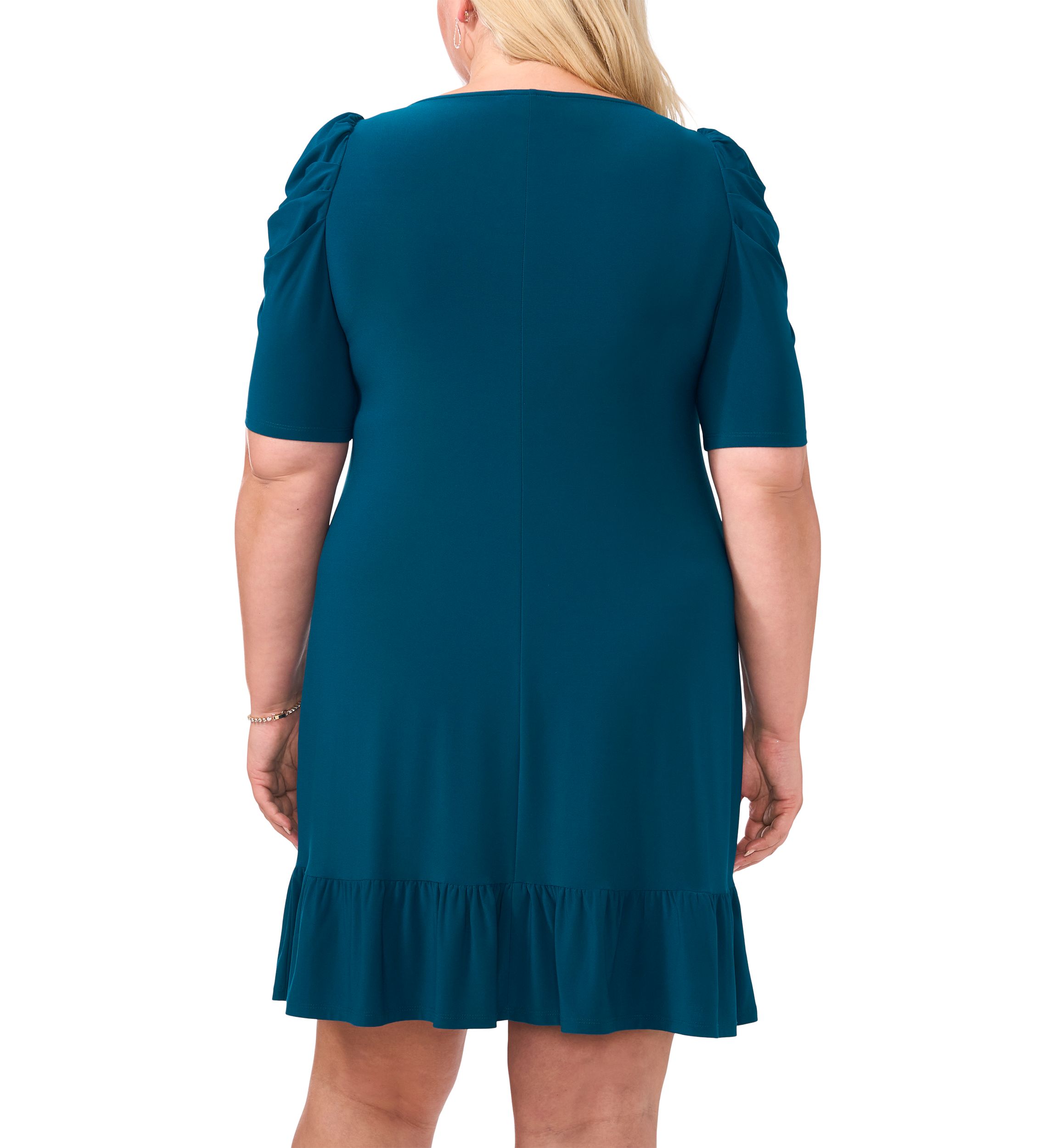 Plus Size Short Sleeve Boat Neck Solid Sheath Dress