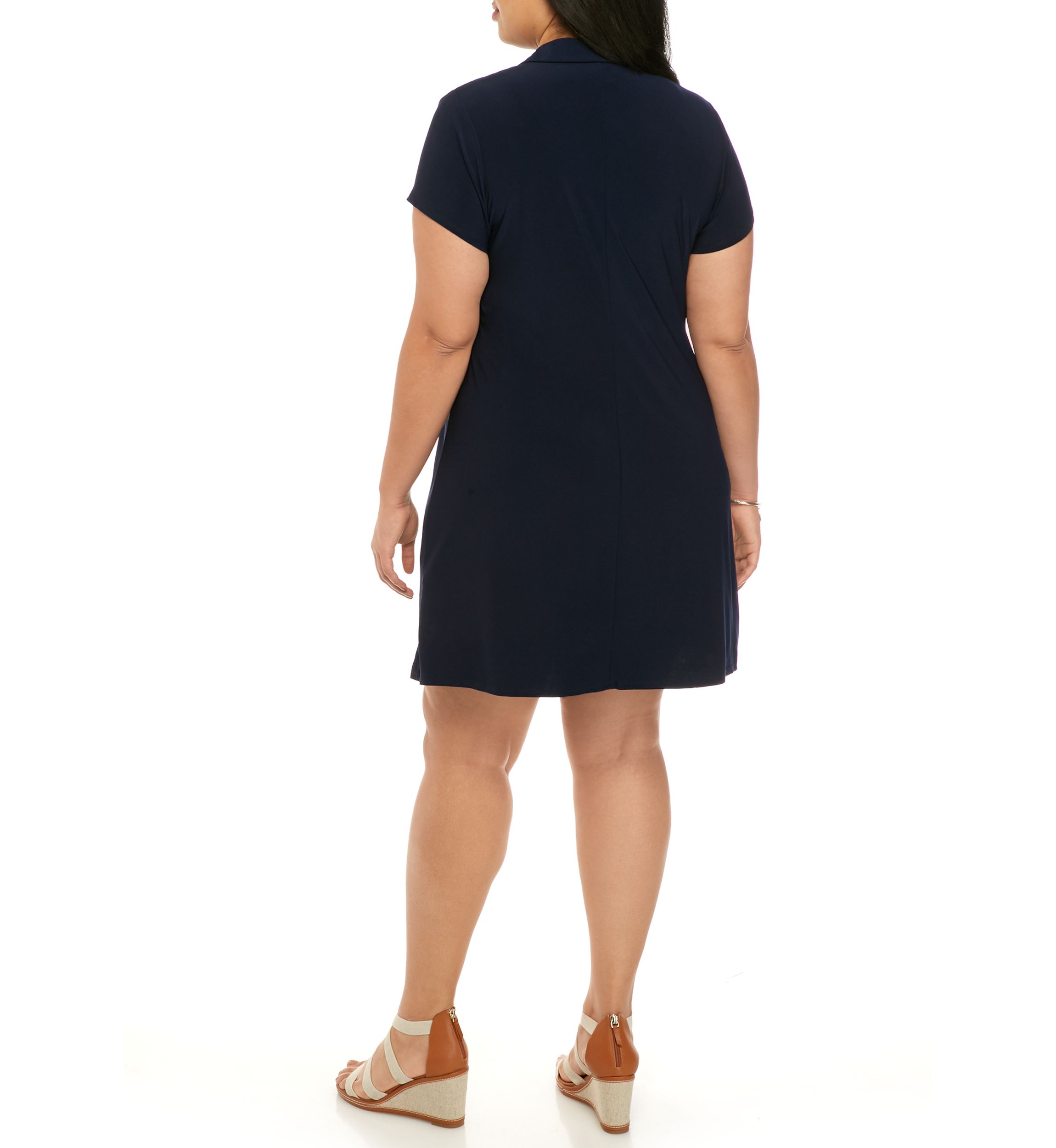 Plus Size Ring Zipper Polo Dress