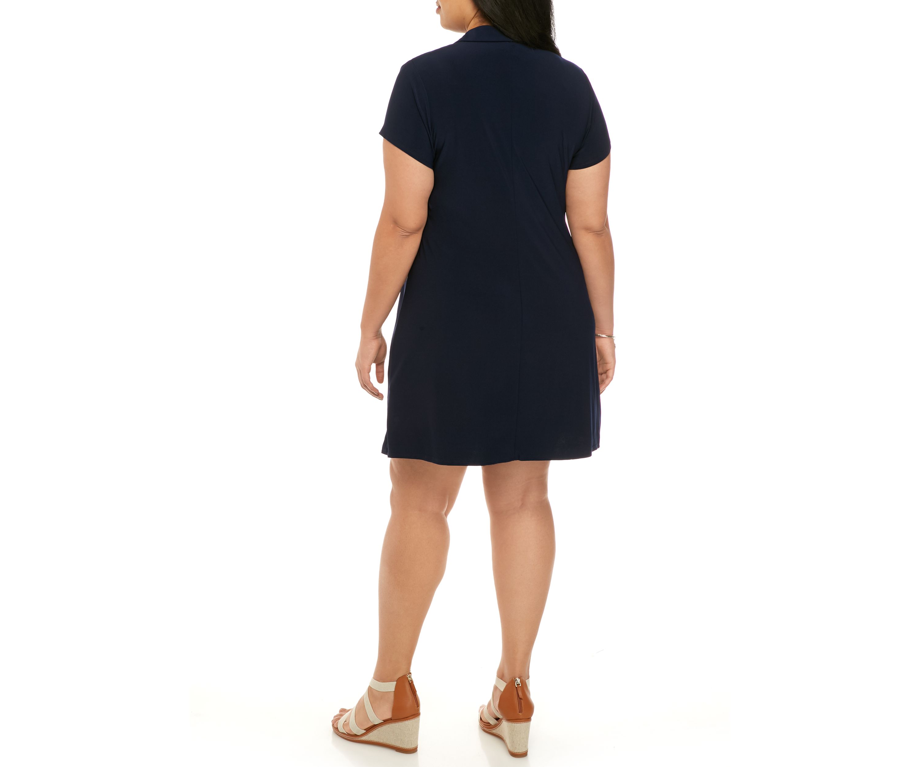 Plus Size Ring Zipper Polo Dress