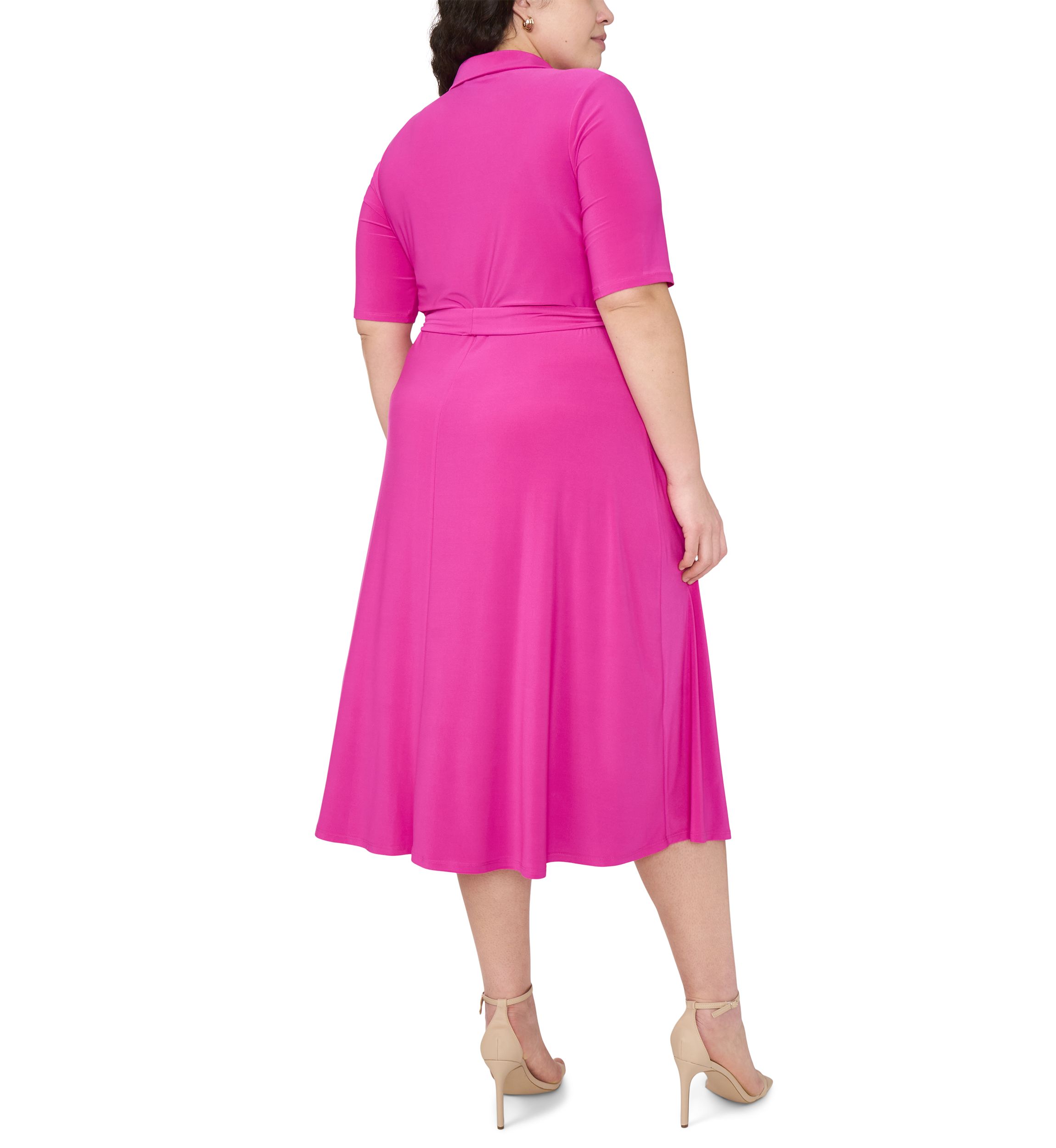 Plus Size V-Neck Tie Waist Dress