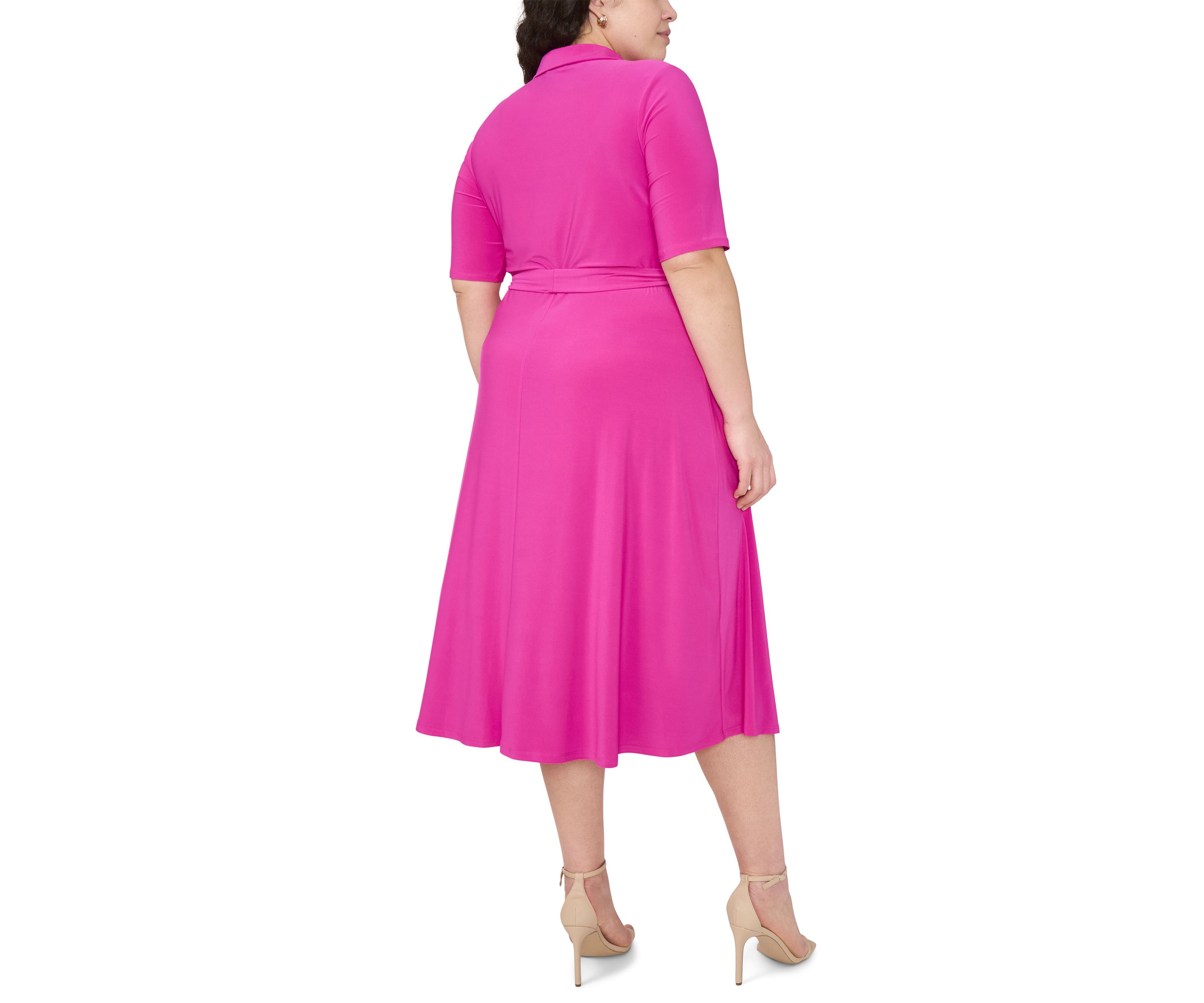 Plus Size V-Neck Tie Waist Dress