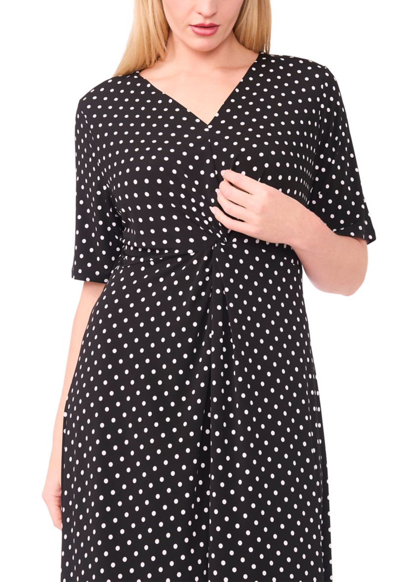 MSK Plus Size Twist Knot Dot Print Midi Dress | Belk