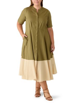 MSK Women's Plus Size Short Sleeve Shirtdress, 2X