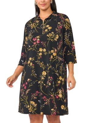 MSK Women's Plus Size Printed A-Line Mini Dress