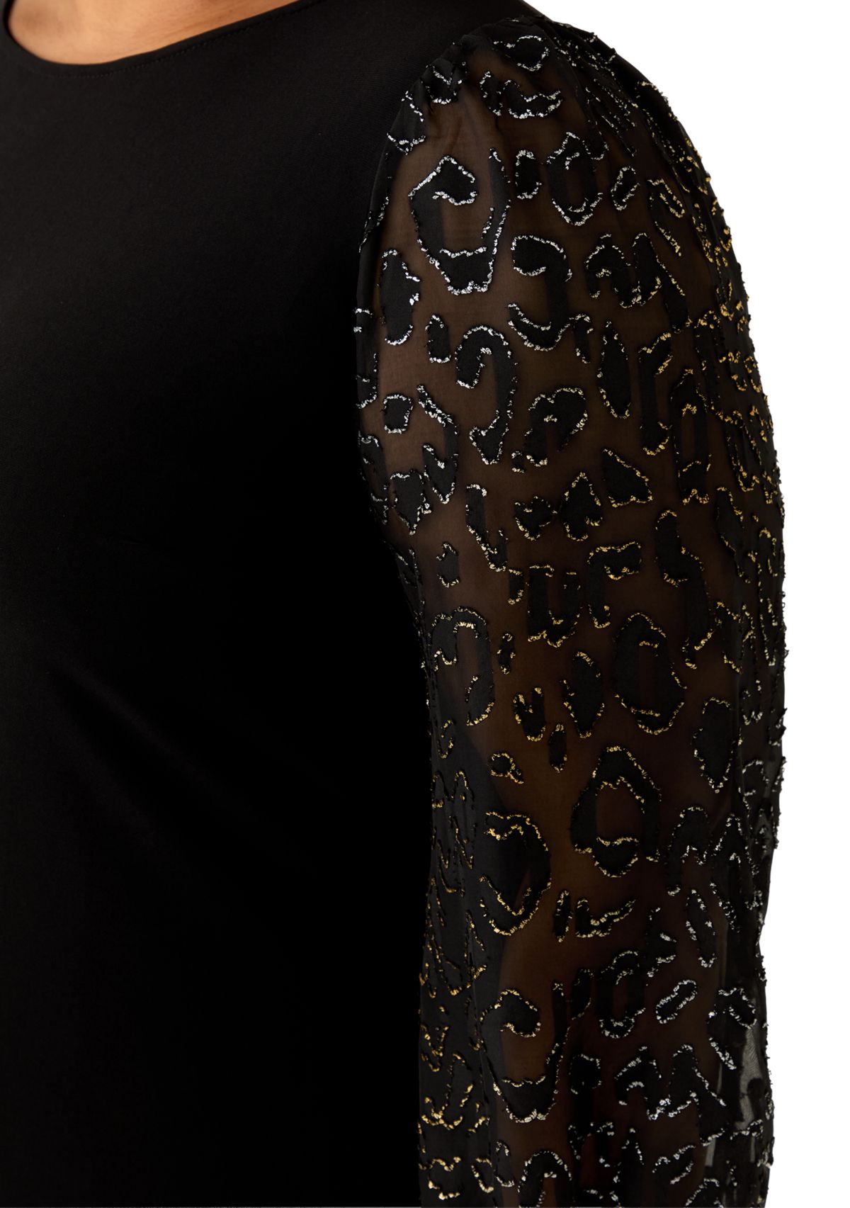 Plus Size Long Sleeve Crew Neck Solid A-Line Dress