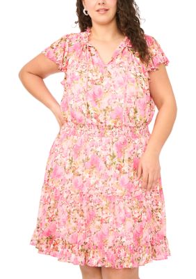 MSK Women's Plus Size Short Sleeve Ruffle Hem Mini Dress, 3X