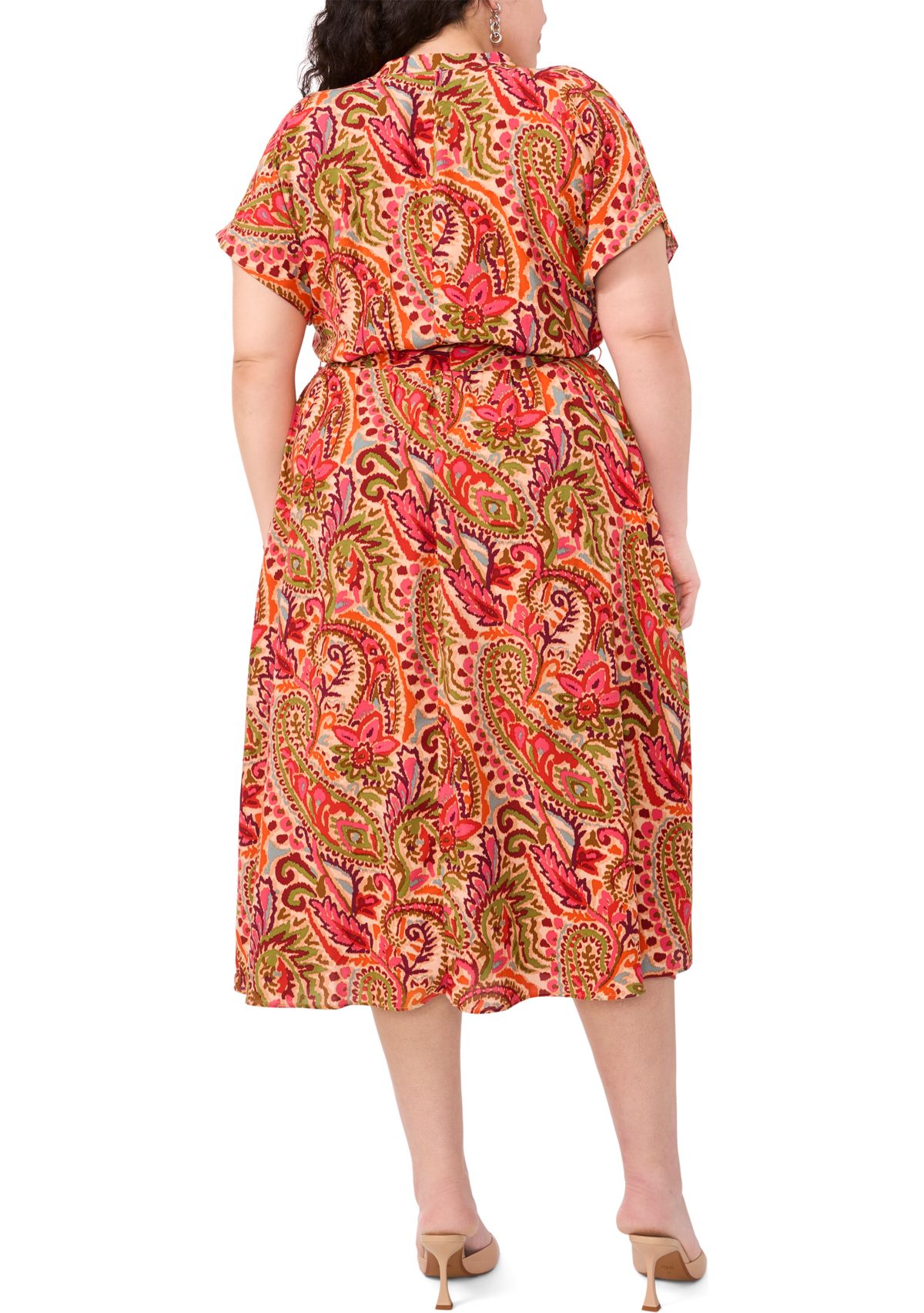 Plus Size Challis Printed Fit and Flare Dress