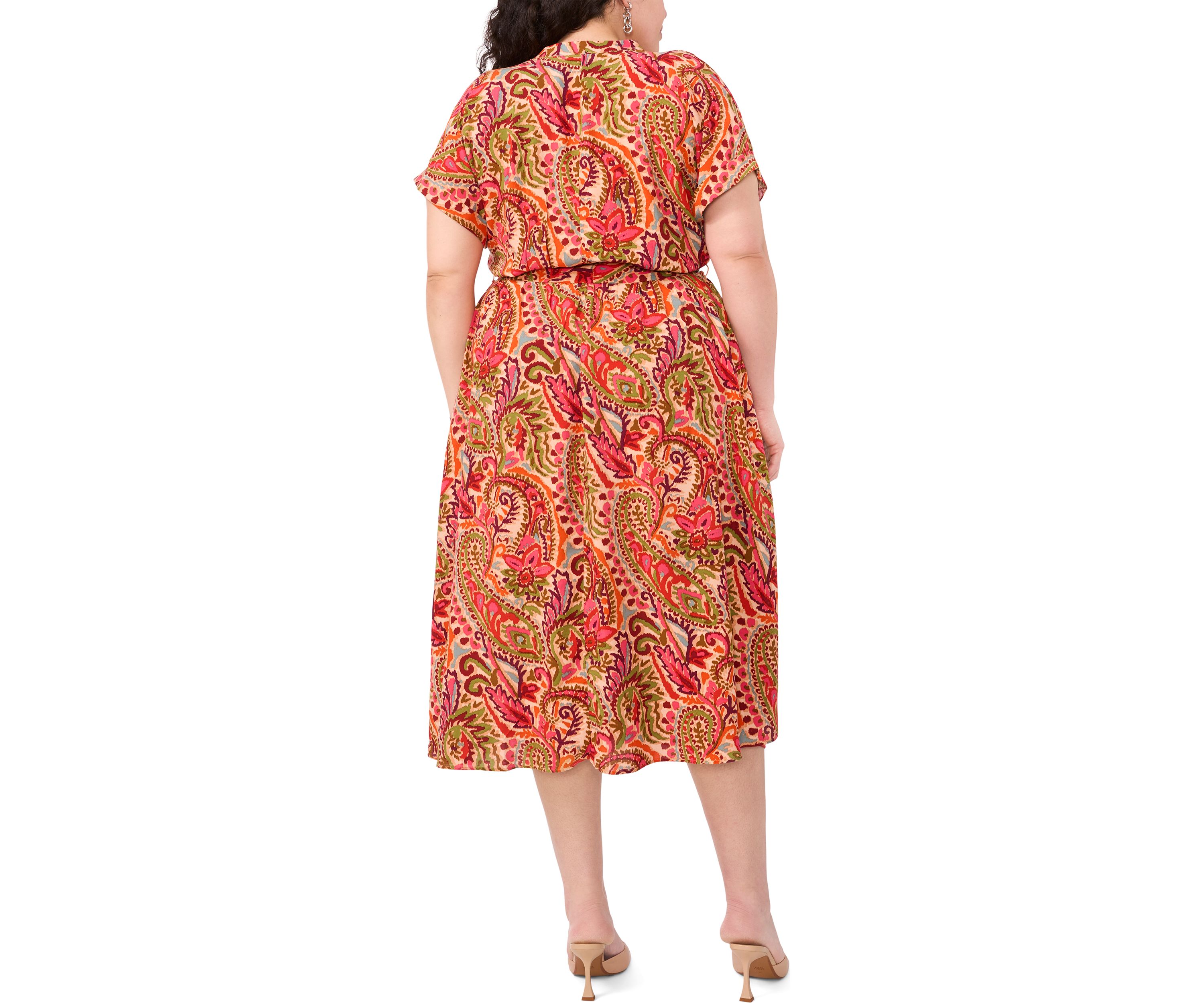 Plus Size Challis Printed Fit and Flare Dress